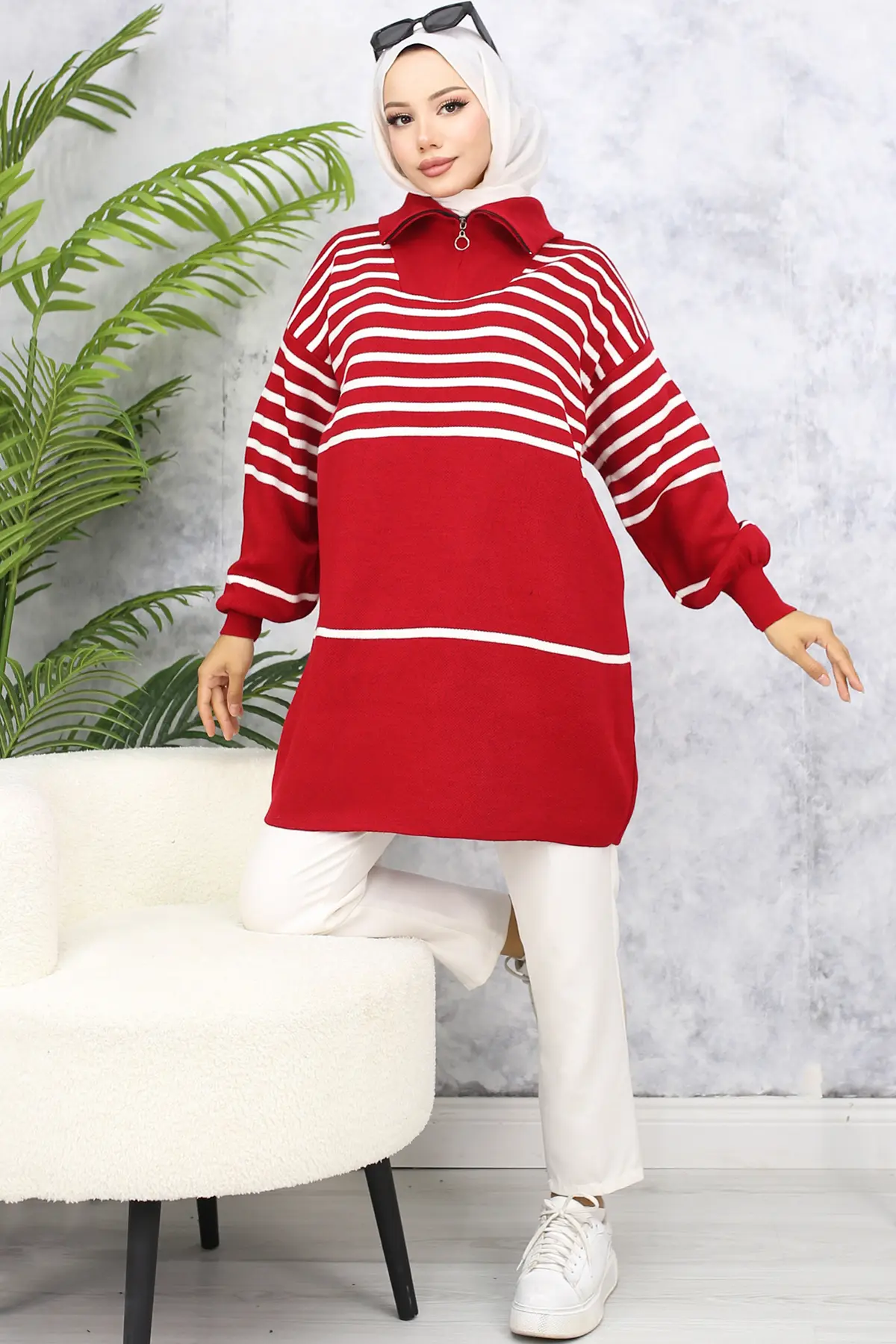 Striped Knitwear Tunic-detail