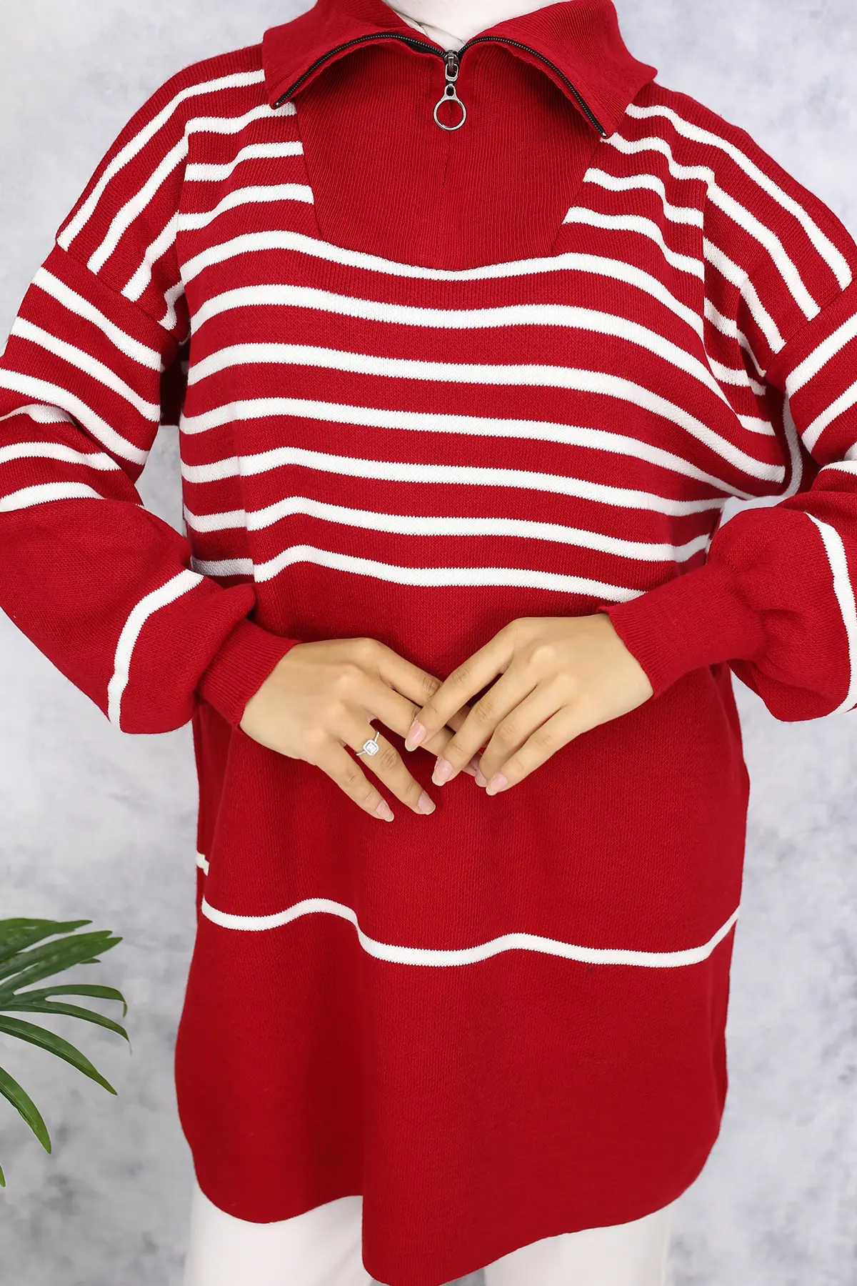 Striped Knitwear Tunic-detail
