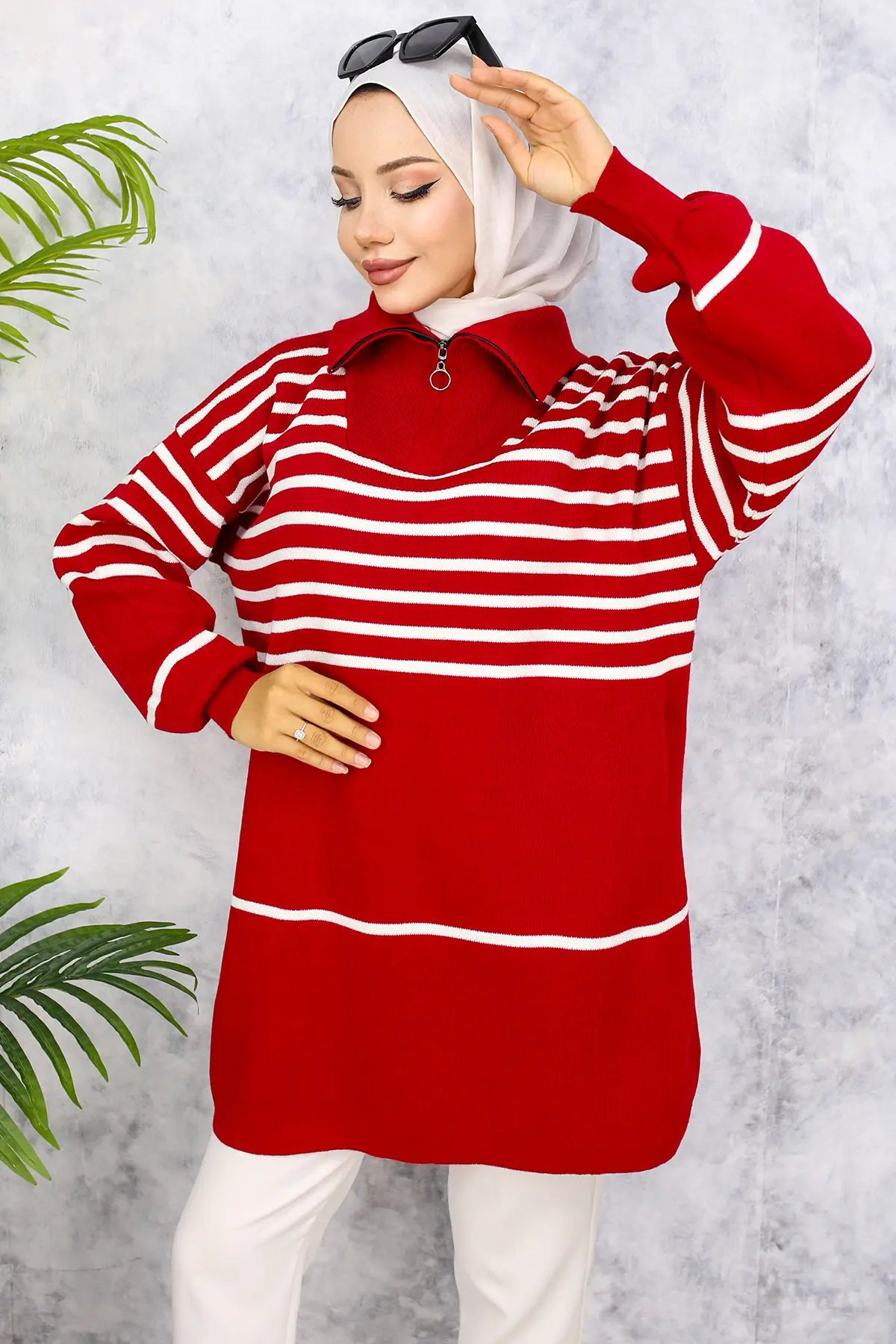 Striped Knitwear Tunic-detail