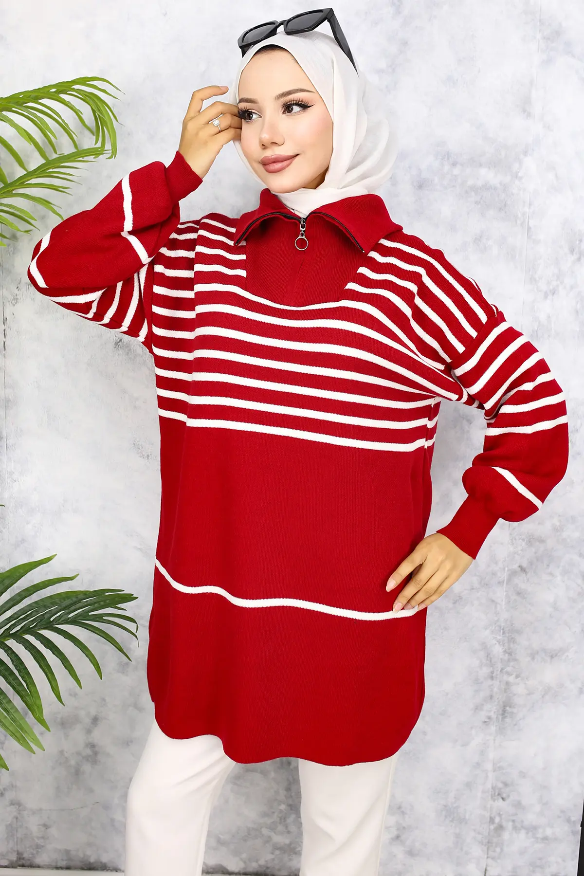 Striped Knitwear Tunic-detail