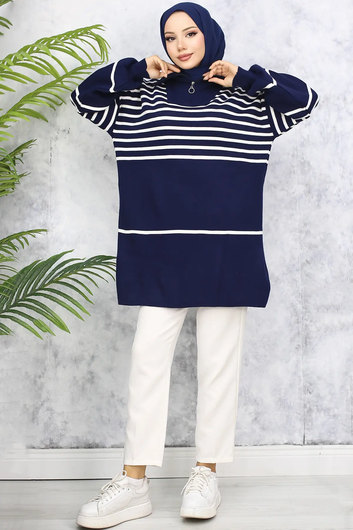 Striped Knitwear Tunic-detail