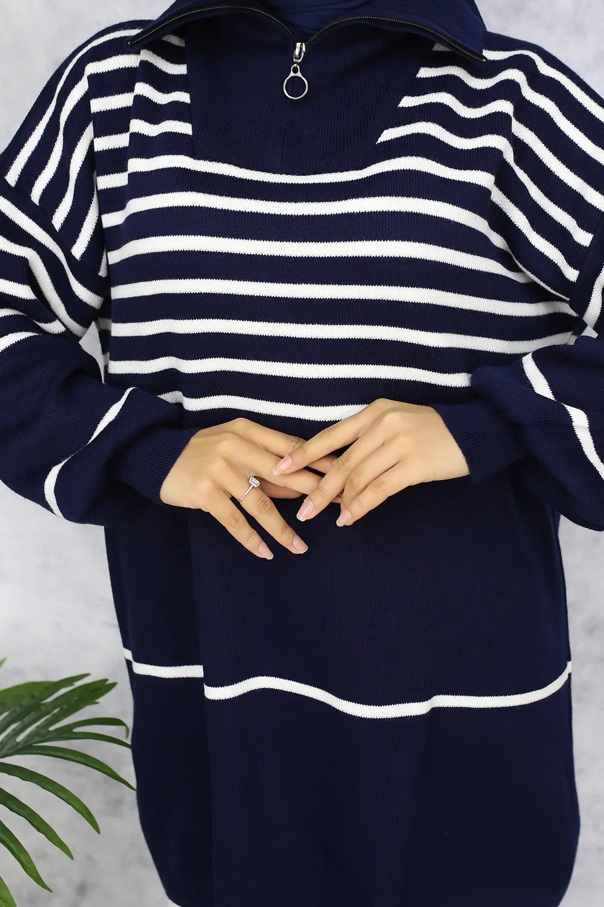 Striped Knitwear Tunic-detail