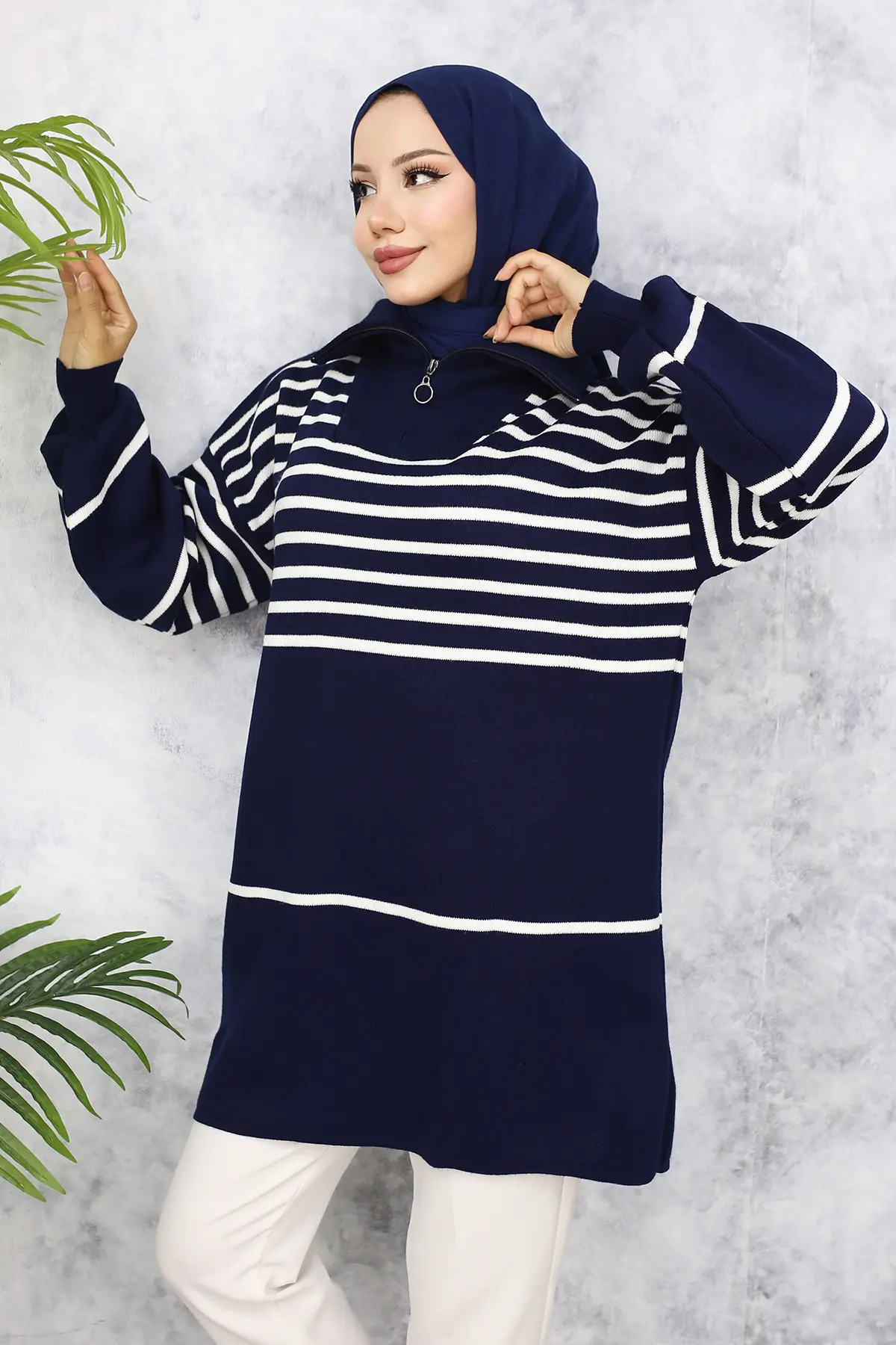 Striped Knitwear Tunic-detail