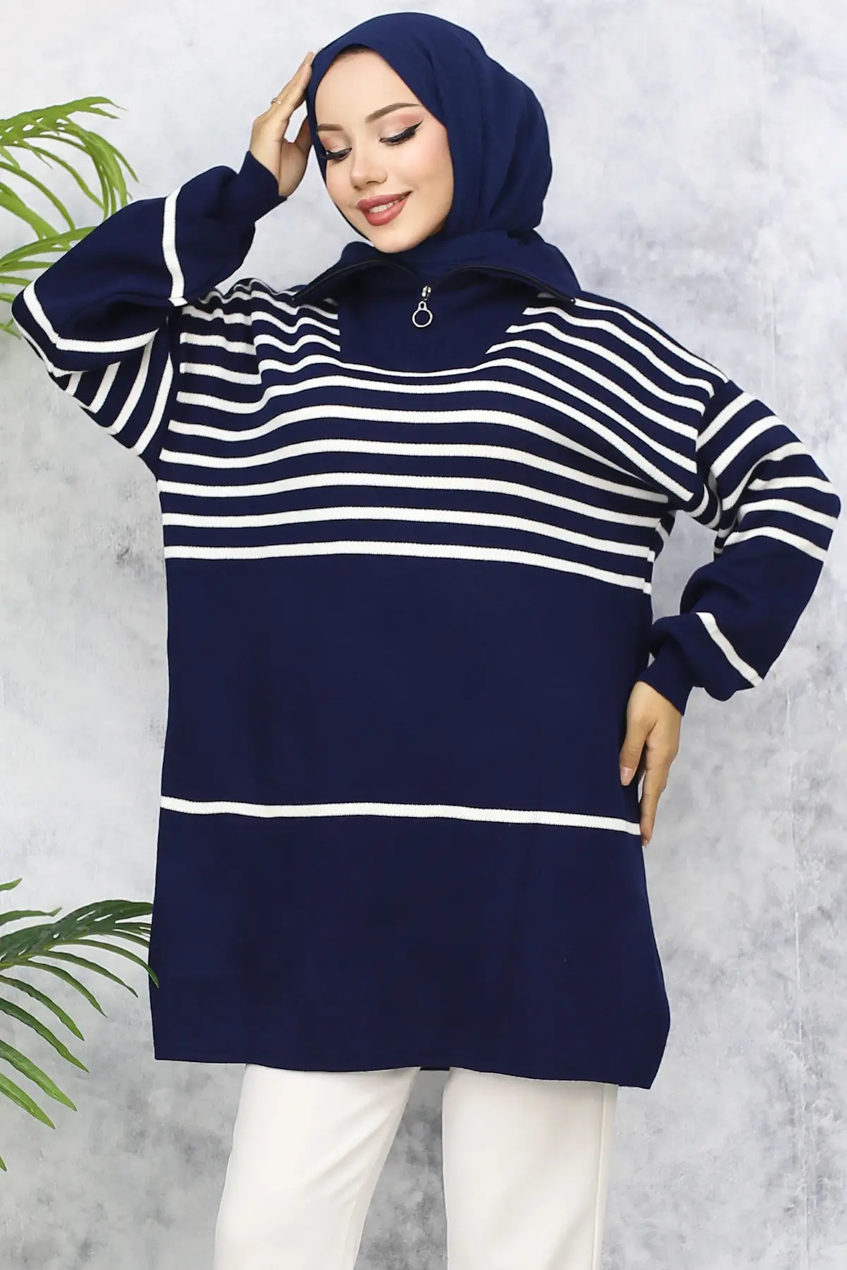 Striped Knitwear Tunic-detail