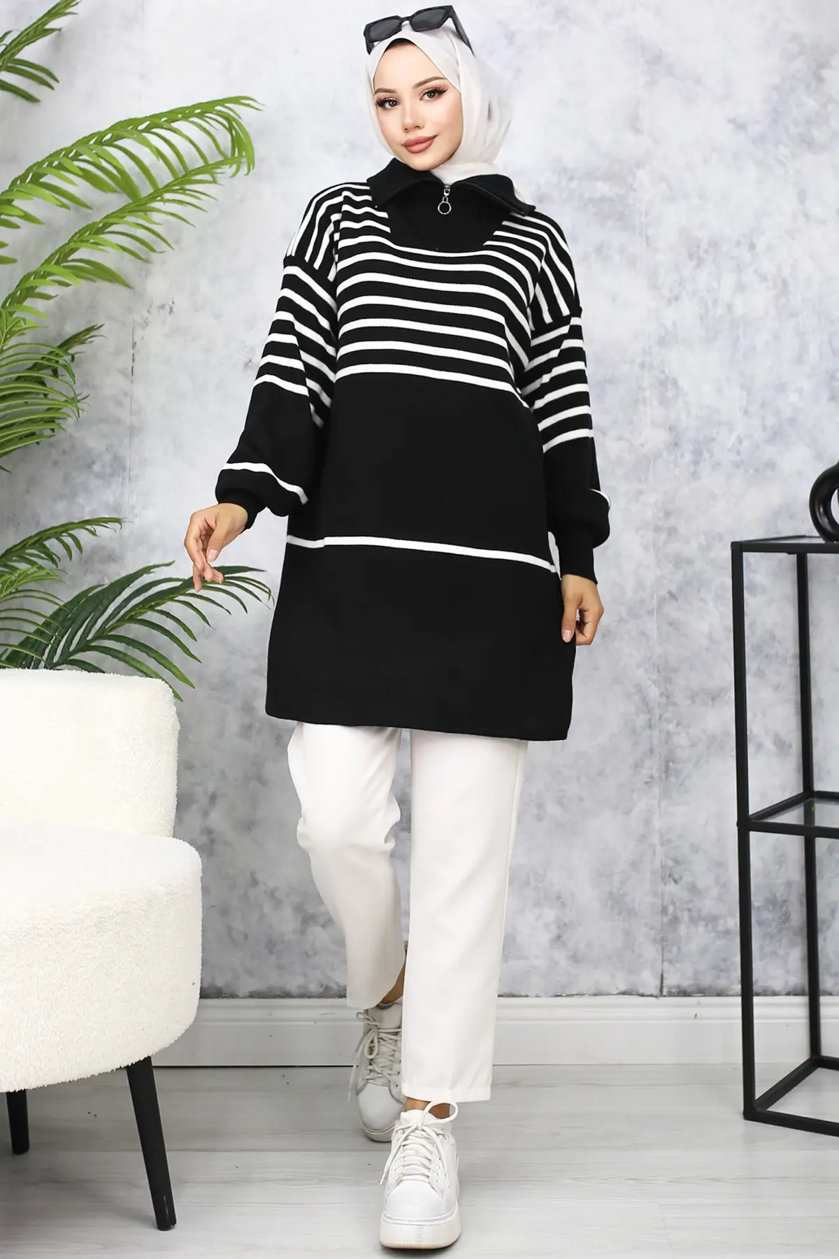 Striped Knitwear Tunic-detail