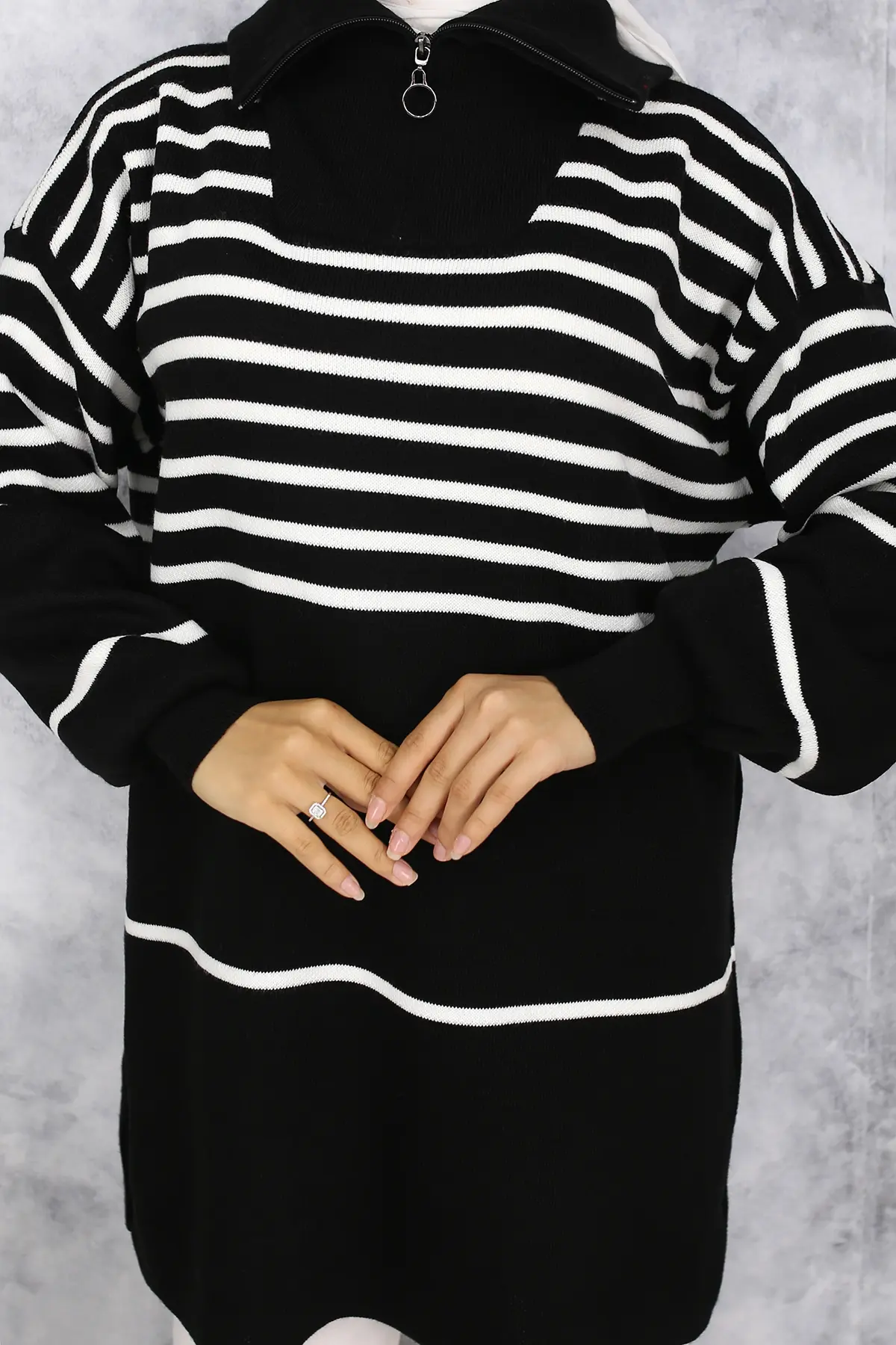 Striped Knitwear Tunic-detail