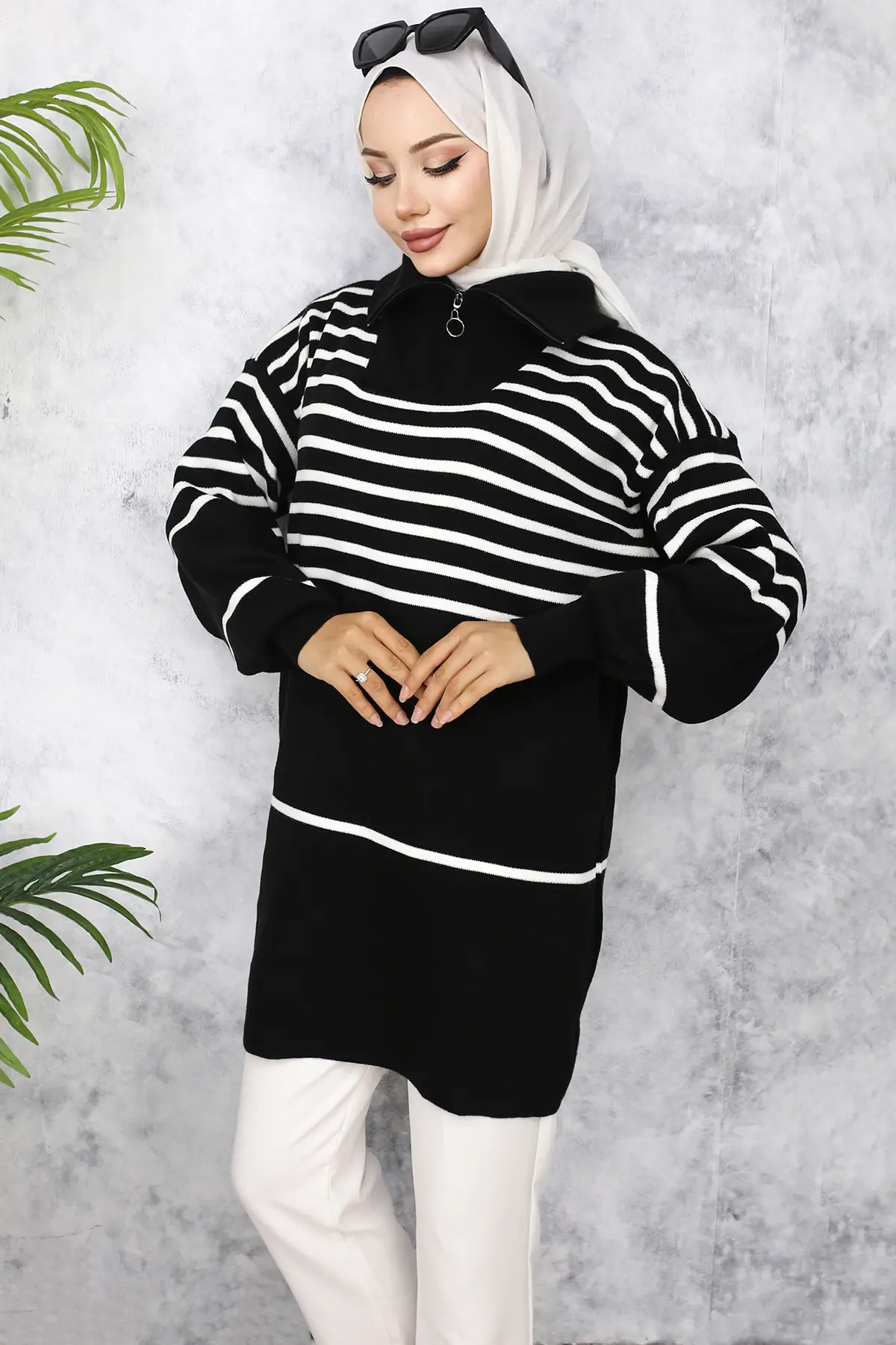 Striped Knitwear Tunic-detail