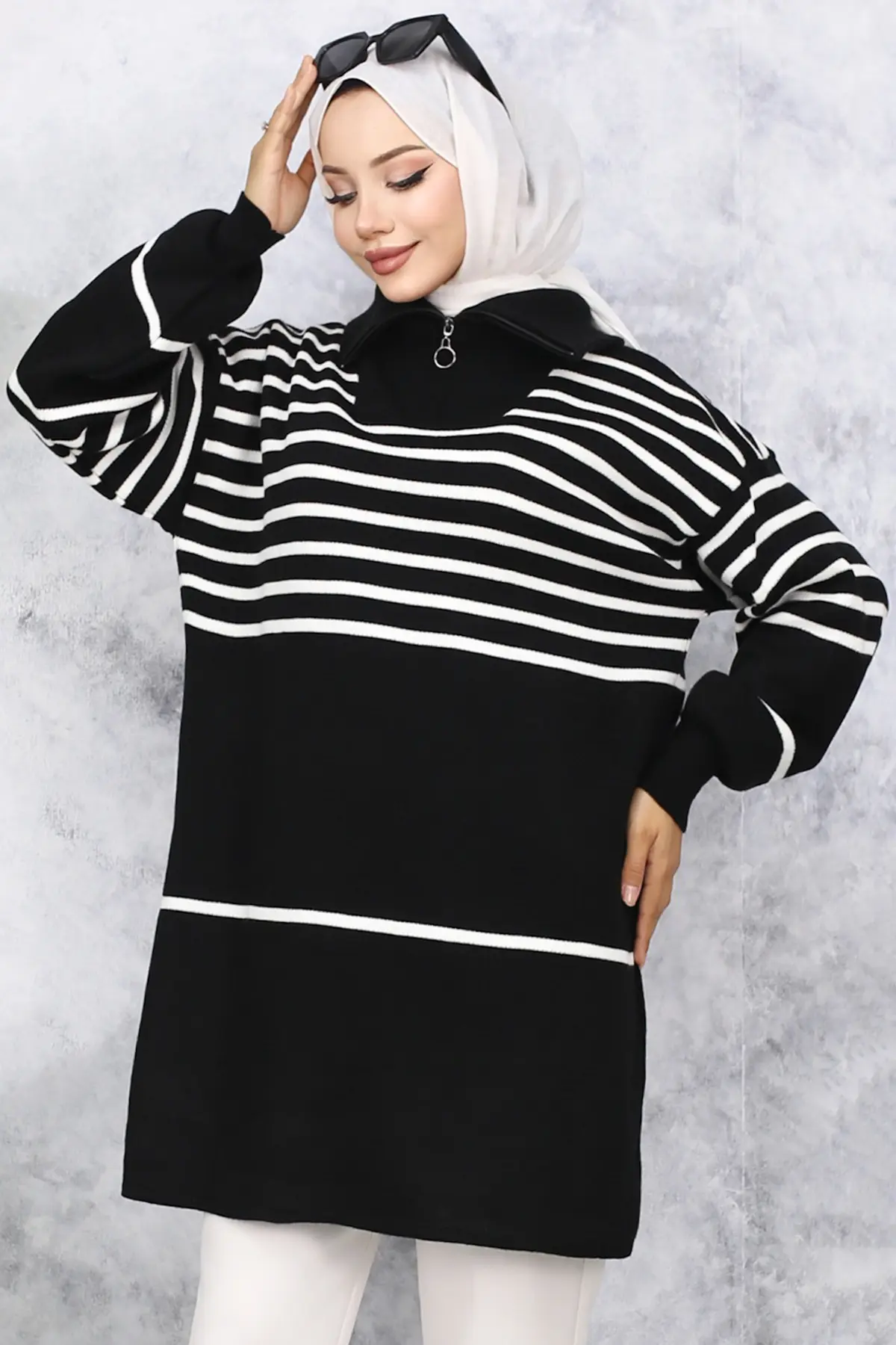 Striped Knitwear Tunic-detail