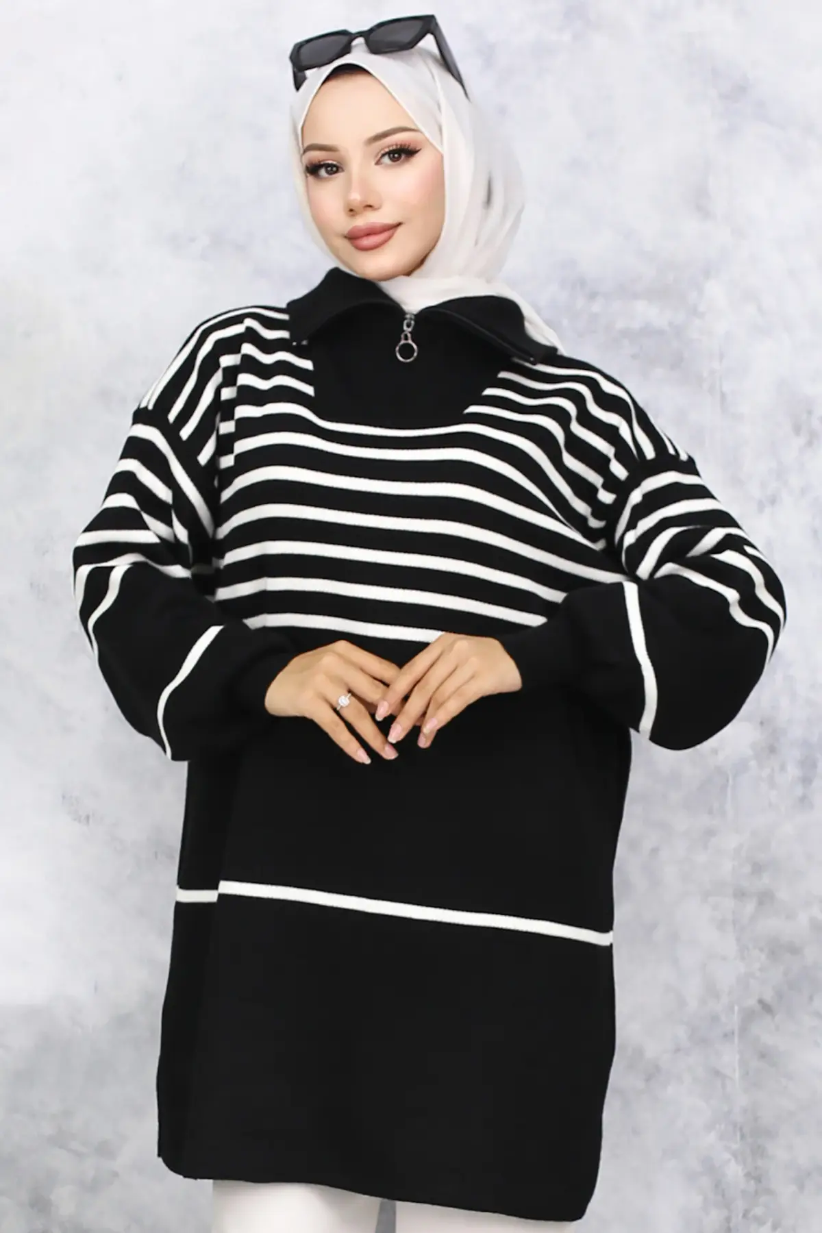 Striped Knitwear Tunic-detail