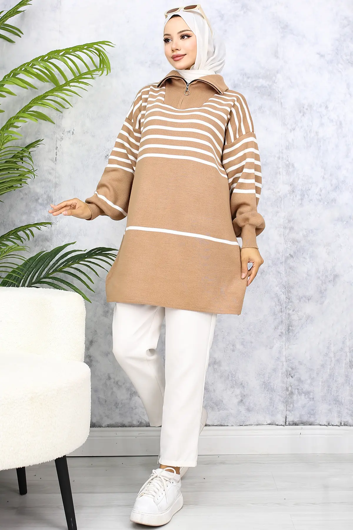 Striped Knitwear Tunic-detail