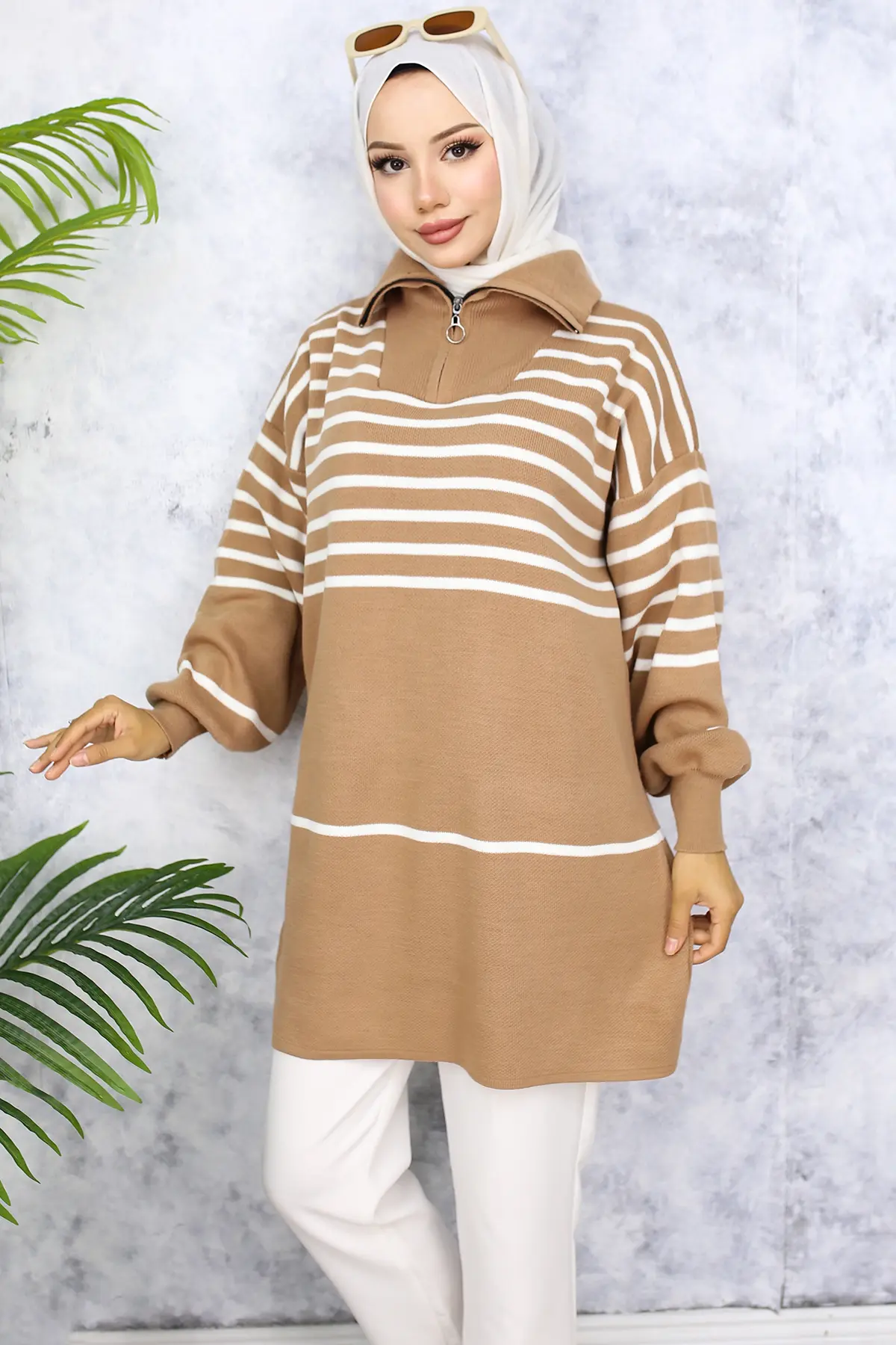 Striped Knitwear Tunic-detail