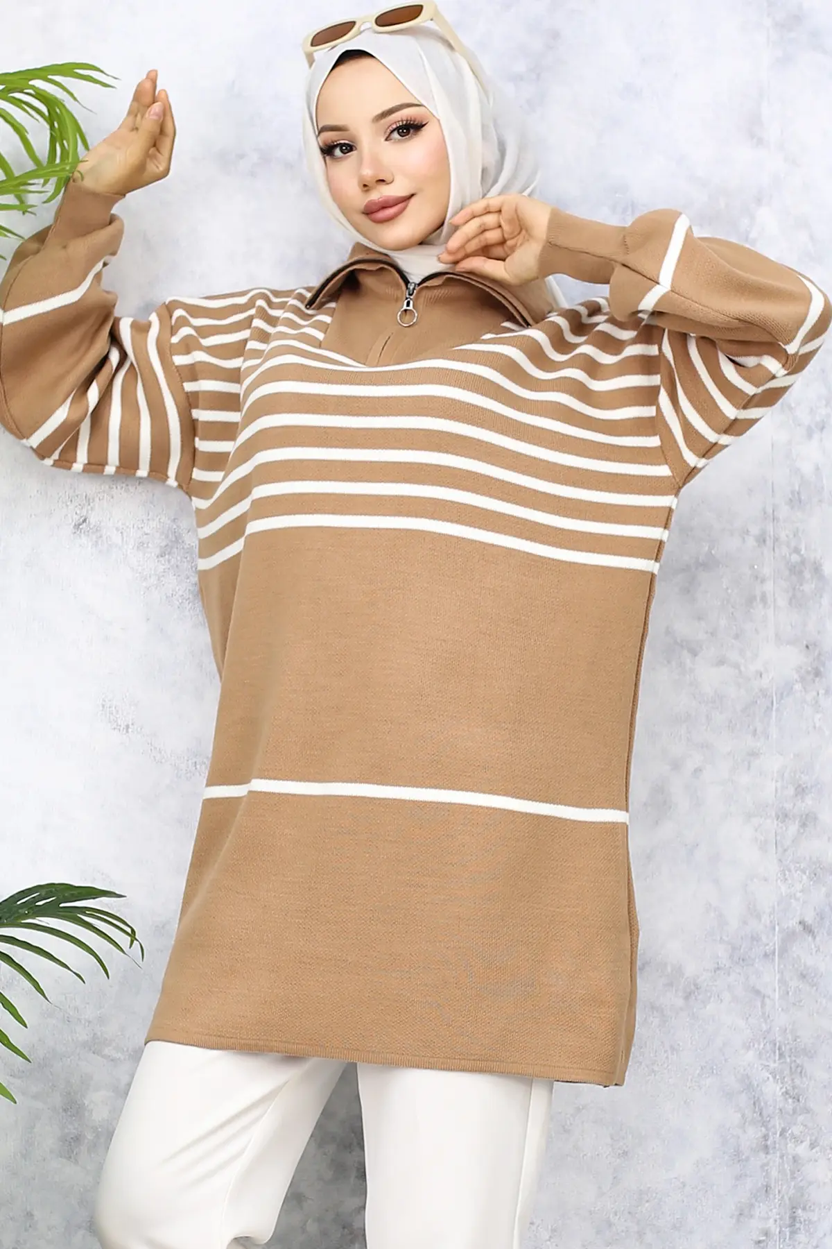 Striped Knitwear Tunic-detail