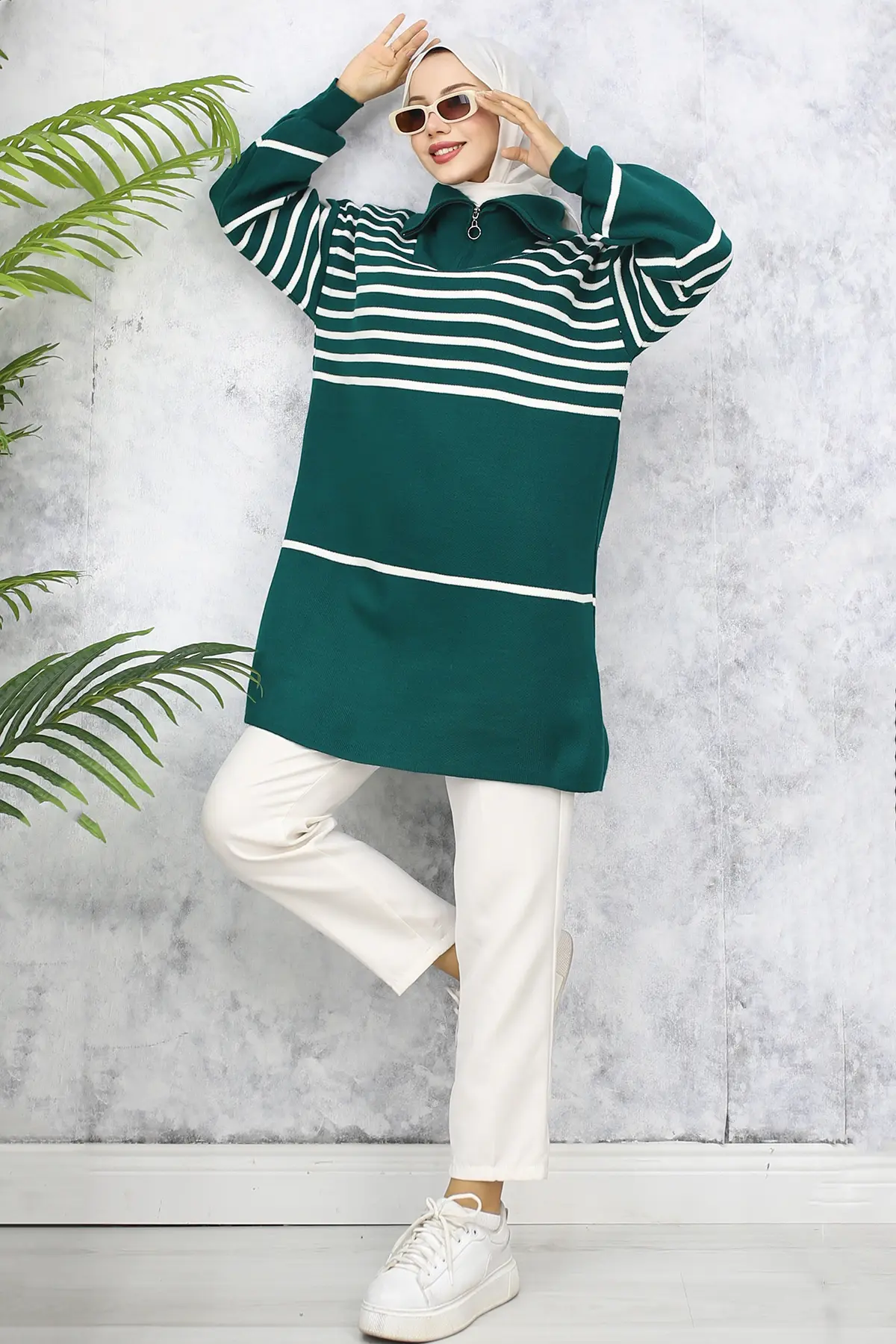 Striped Knitwear Tunic-detail