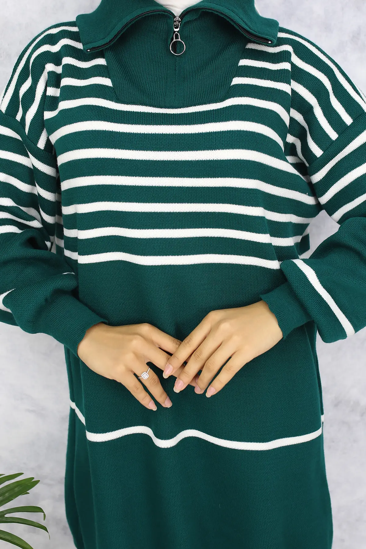 Striped Knitwear Tunic-detail
