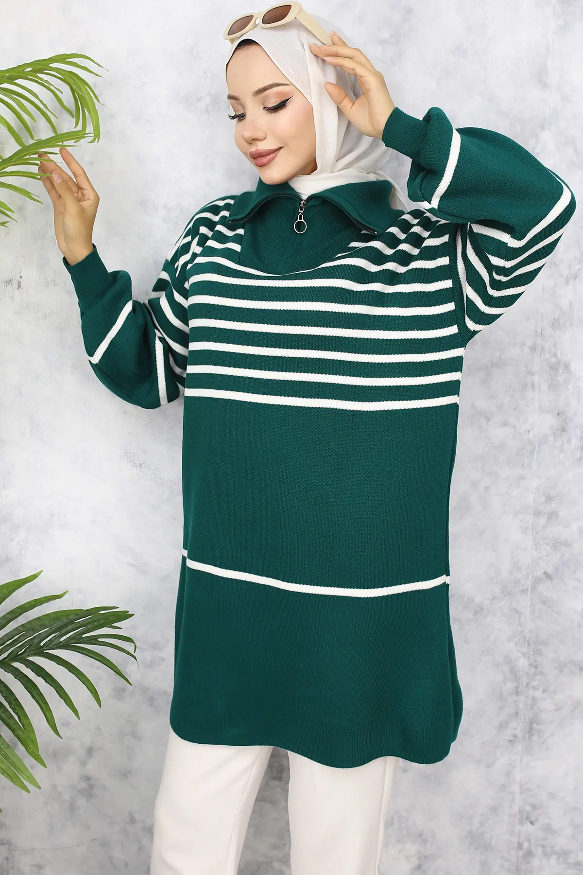 Striped Knitwear Tunic-detail