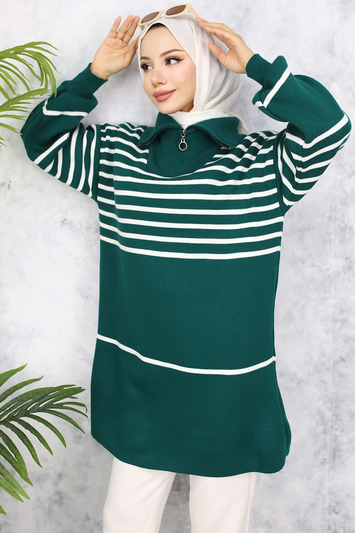 Striped Knitwear Tunic-detail