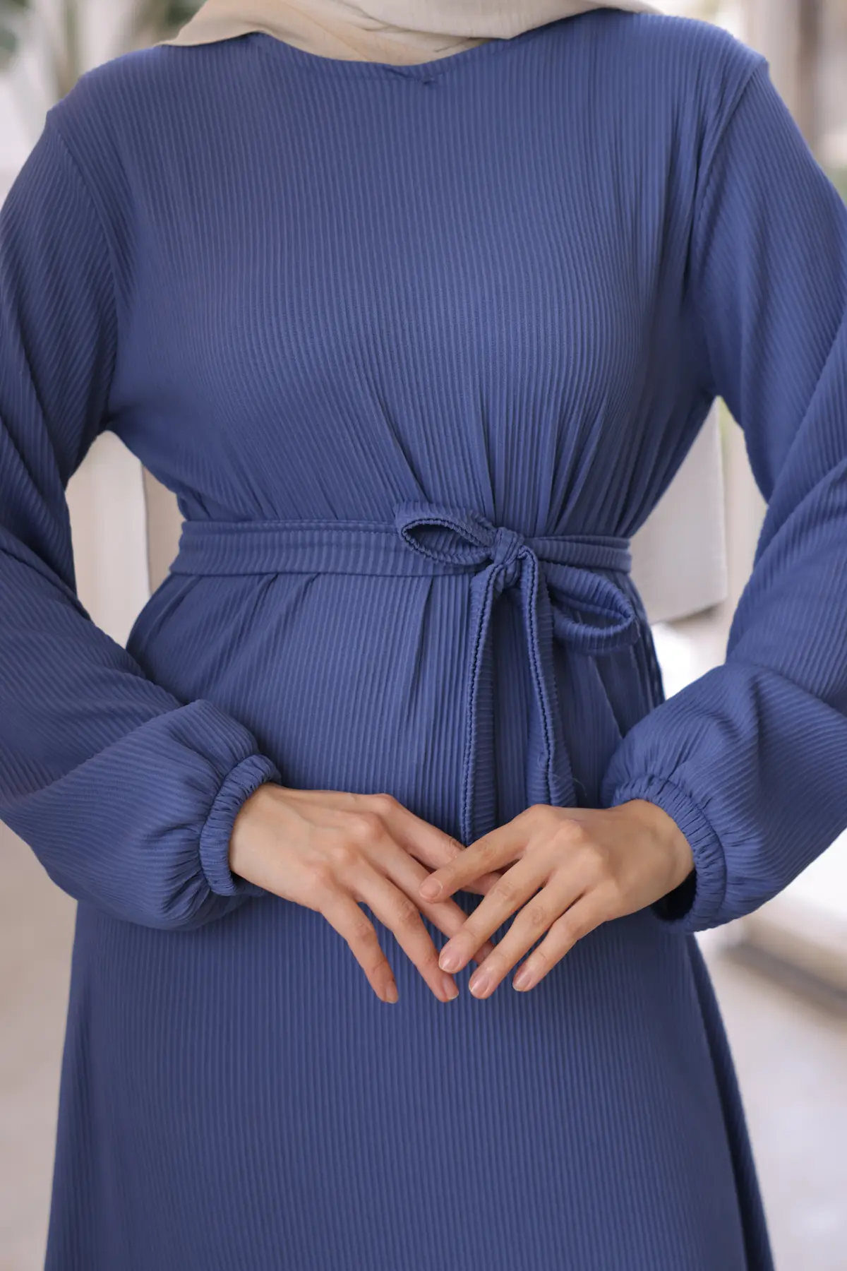 12004 Fitilli Elbise İndigo-detail