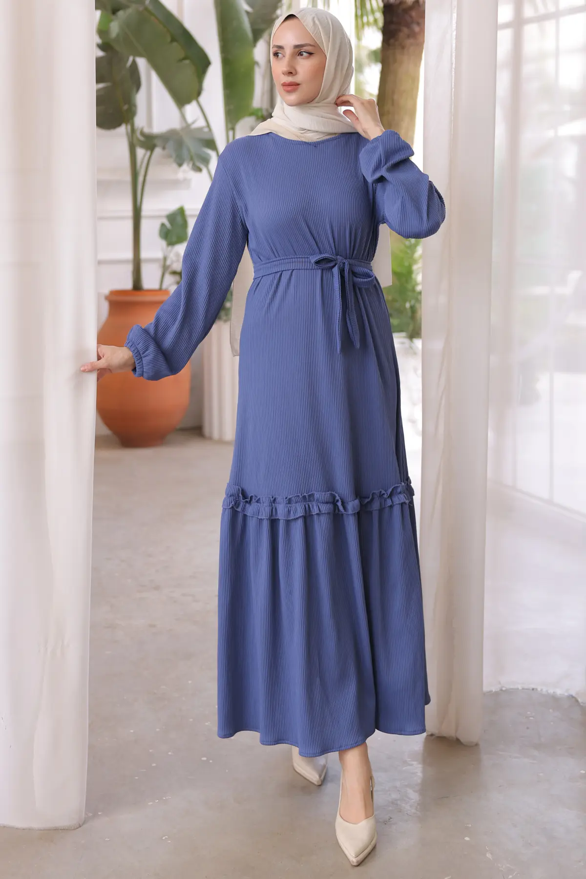 12004 Fitilli Elbise İndigo-detail