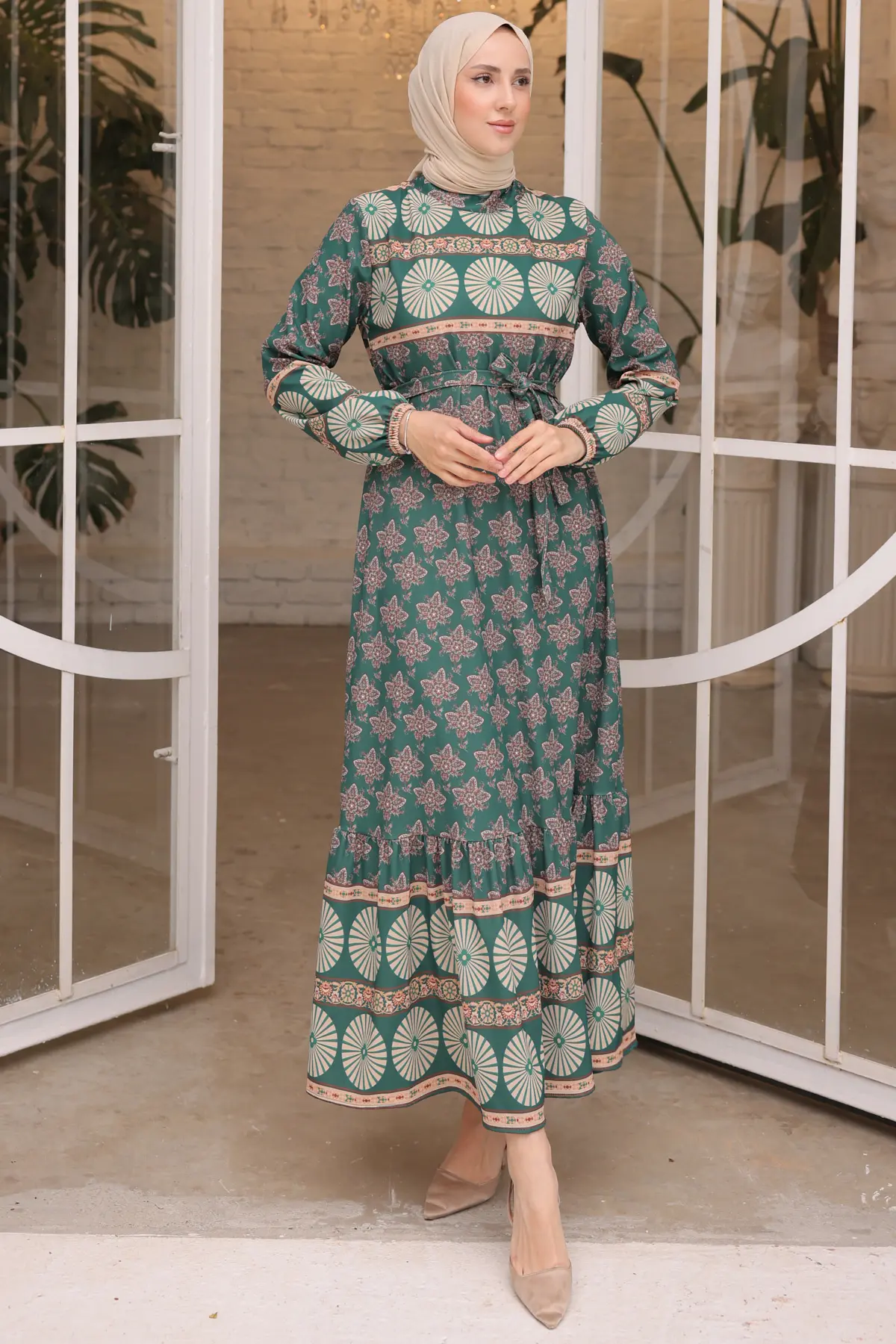 New Floral Patterned Dress-detail