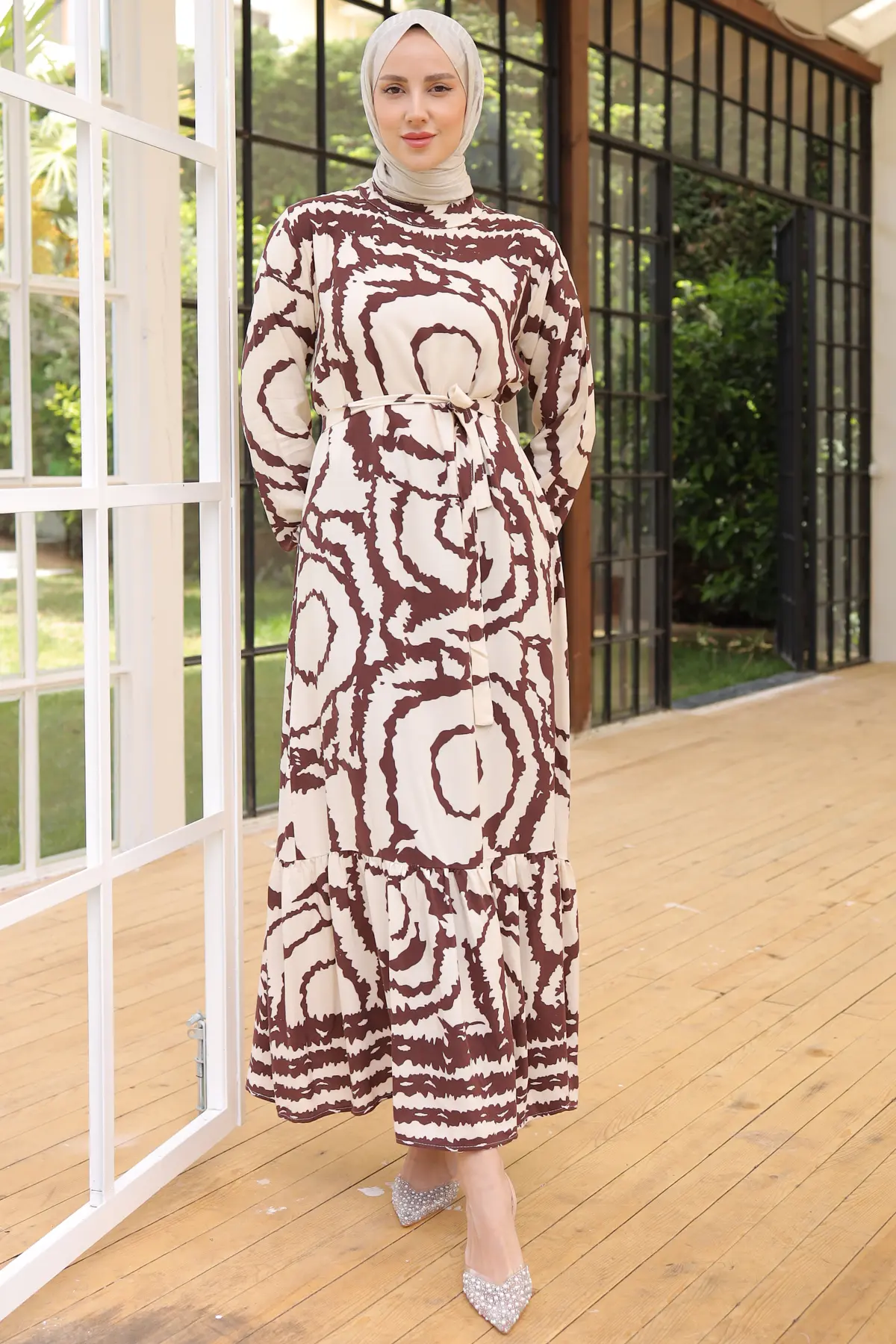 Patterned Hijab Dress-detail