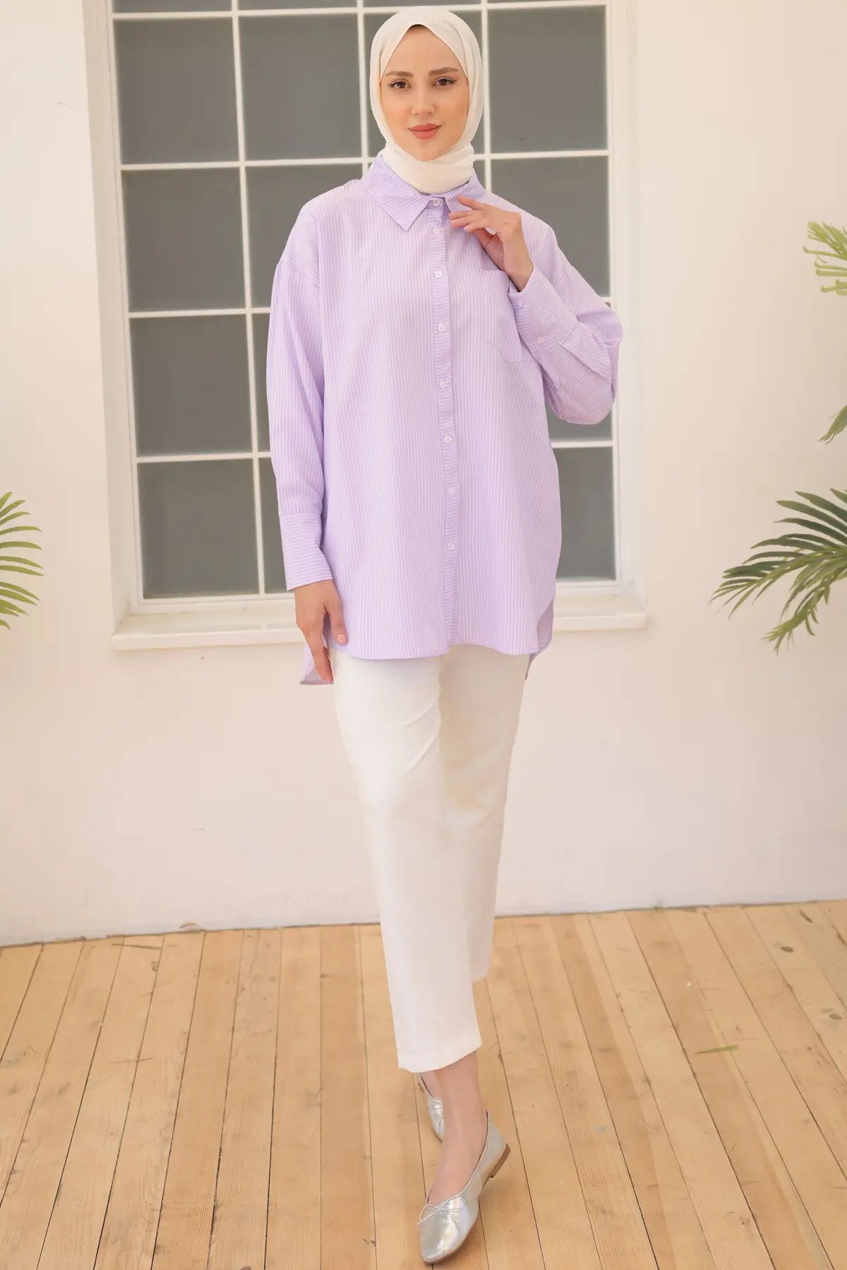 12020 Çizgili Gömlek Lila-detail