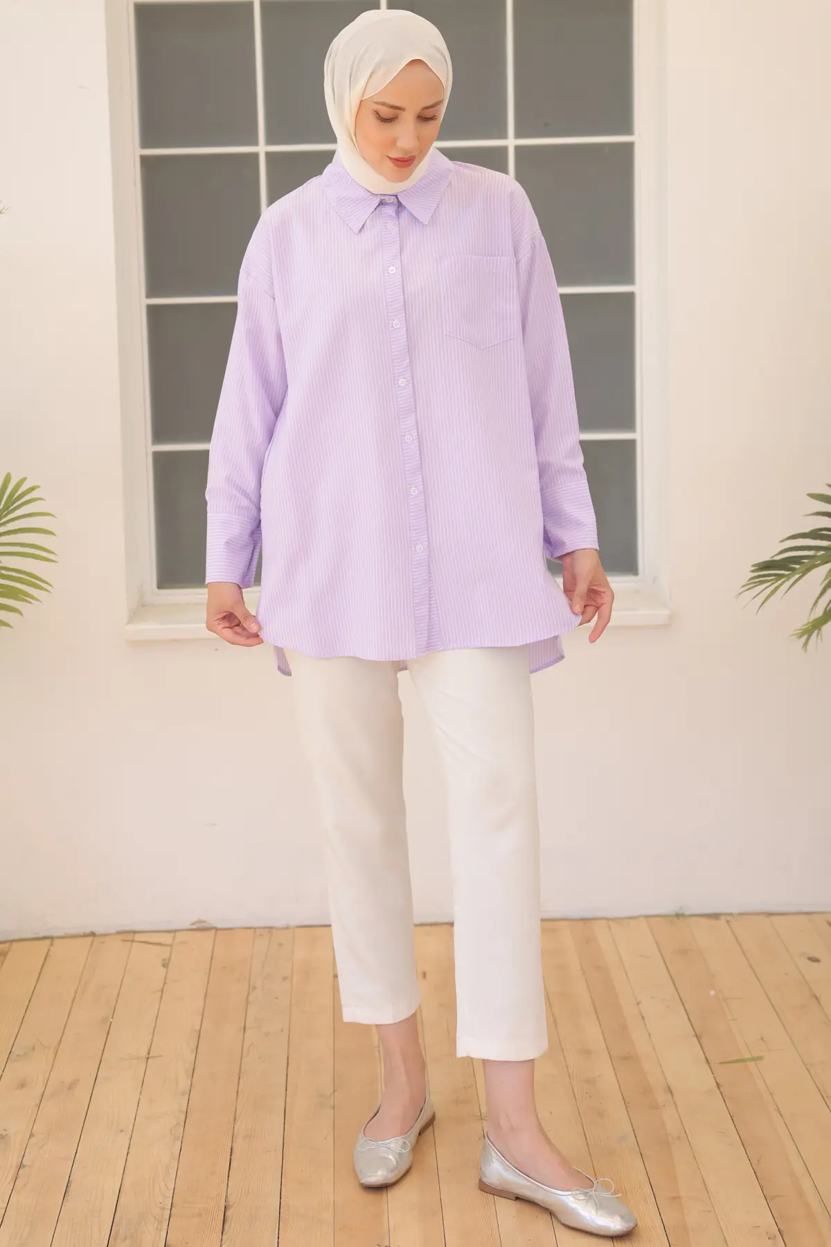 12020 Çizgili Gömlek Lila-detail