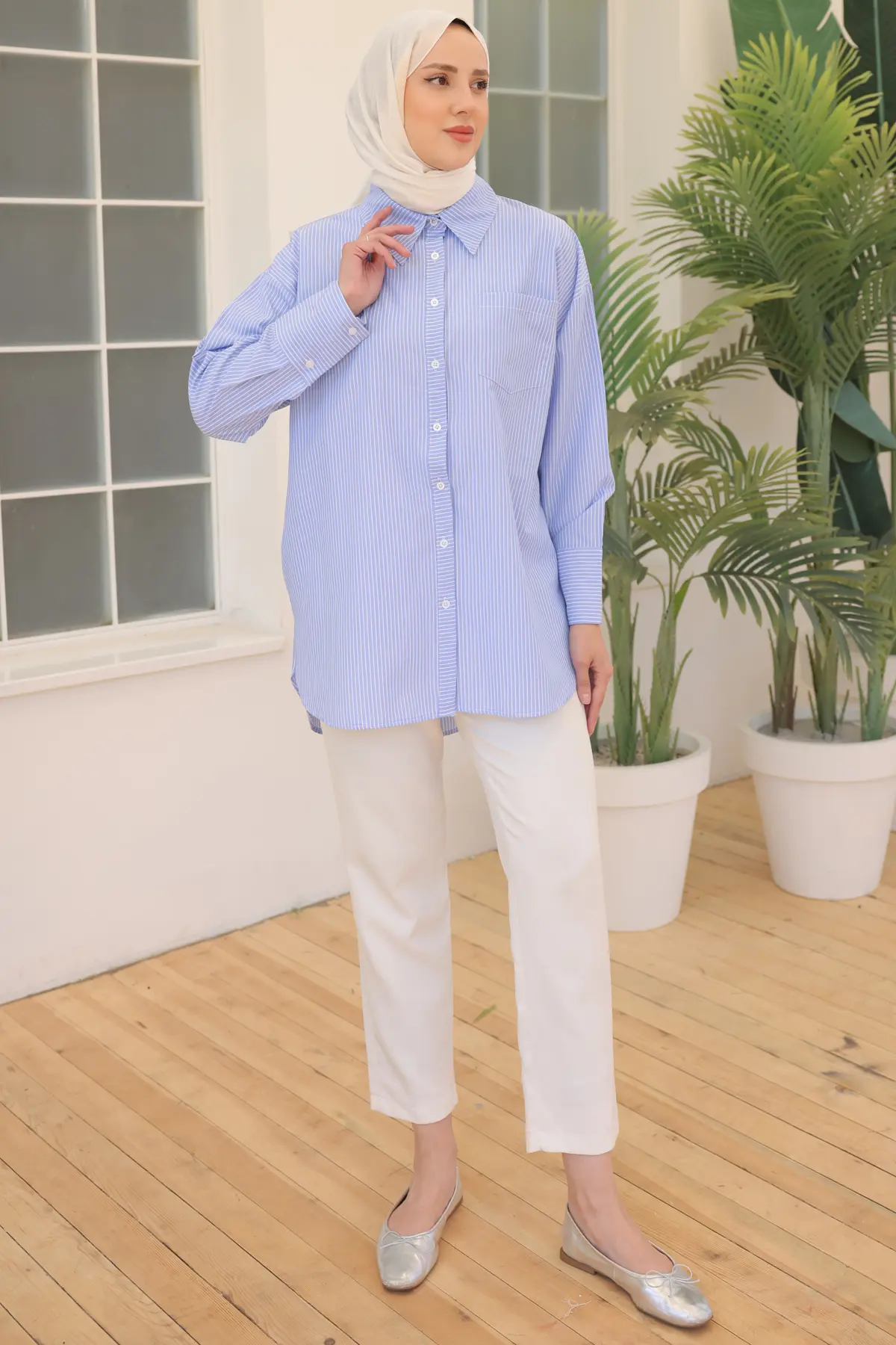 12020 Çizgili Gömlek Mavi-detail