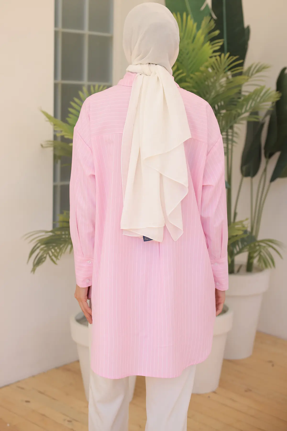 12021 Çizgili Gömlek Pembe-detail