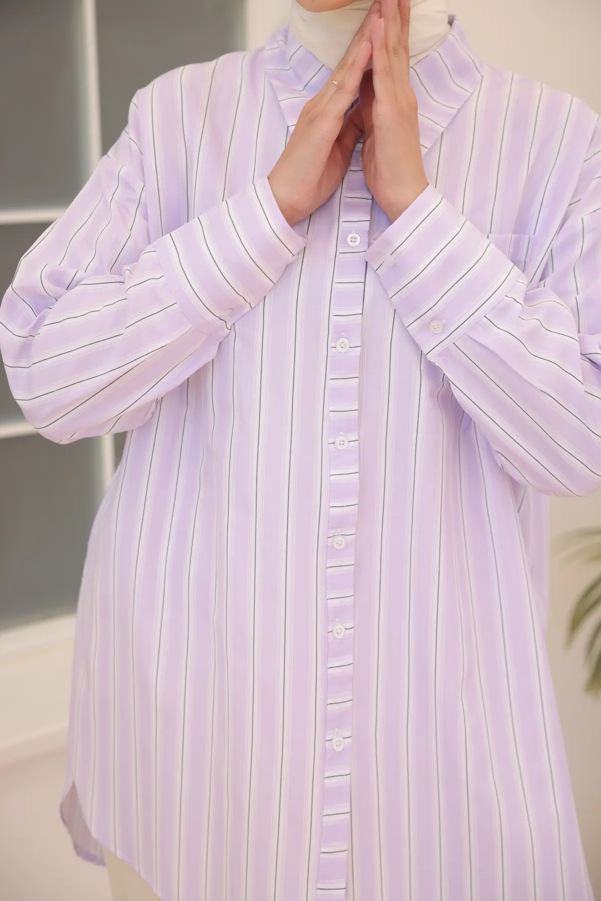 12022 Çizgili Gömlek Lila-detail