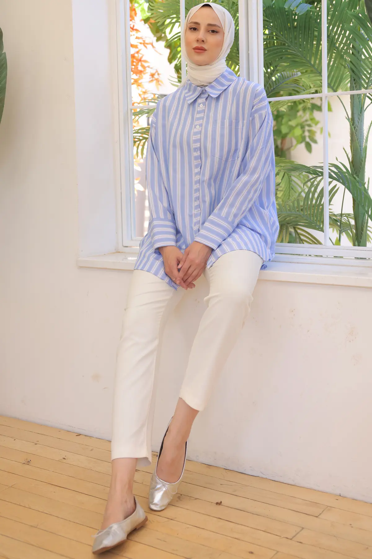 12022 Çizgili Gömlek Mavi-detail