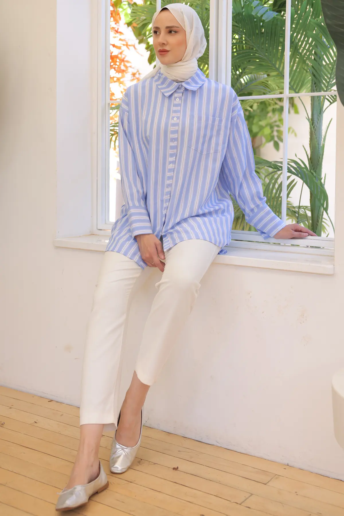 12022 Çizgili Gömlek Mavi-detail