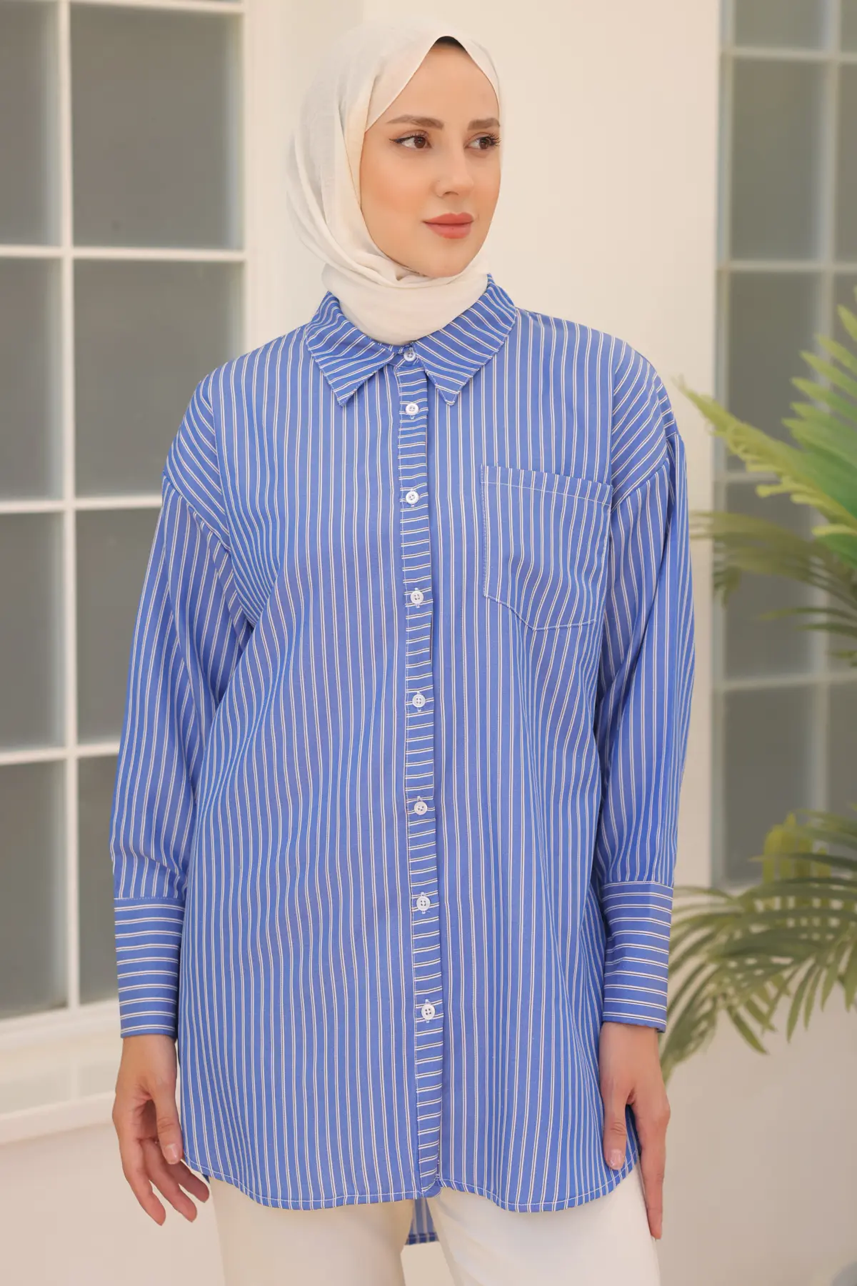 12023 Çizgili Gömlek Lacivert-detail