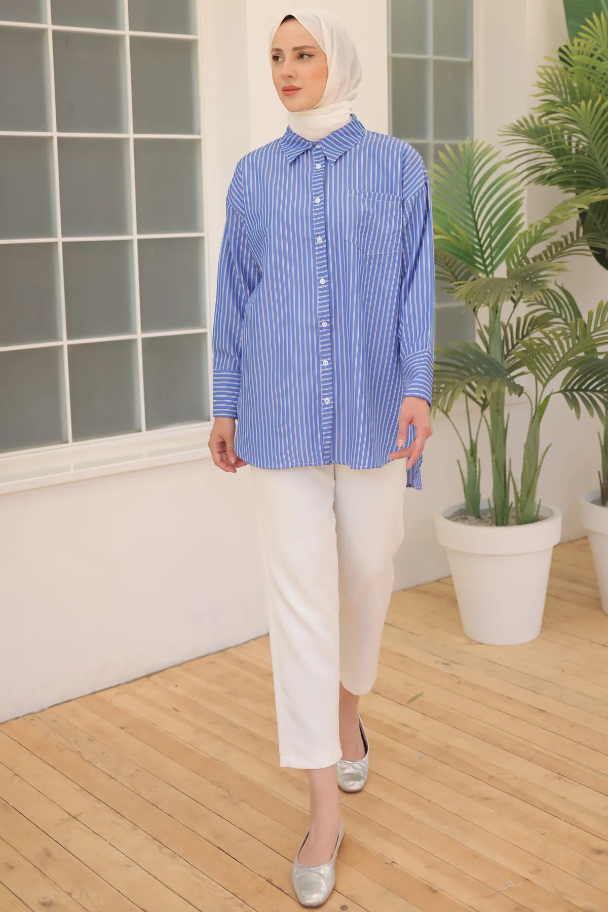 12023 Çizgili Gömlek Lacivert-detail