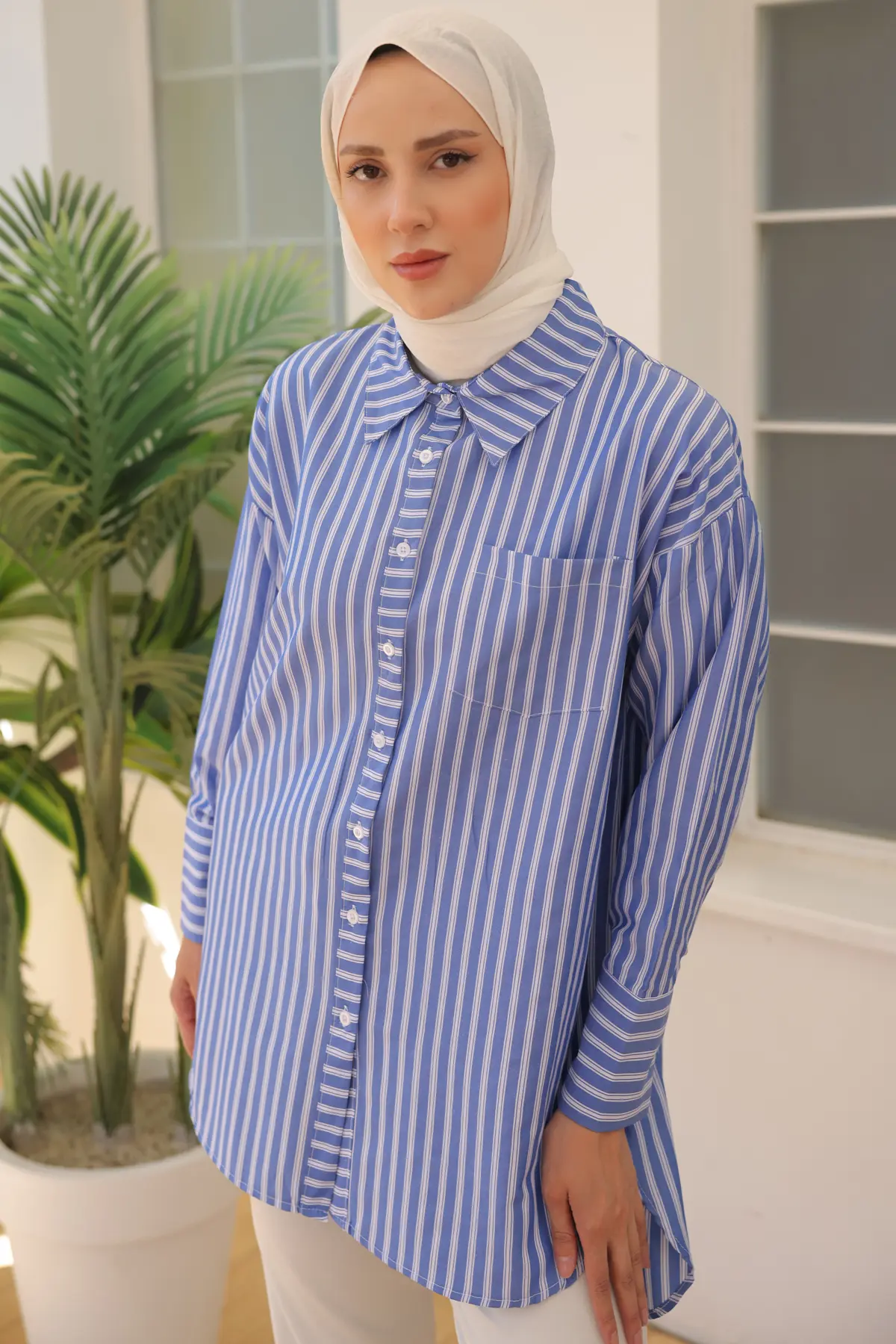 12024 Çizgili Gömlek Lacivert-detail
