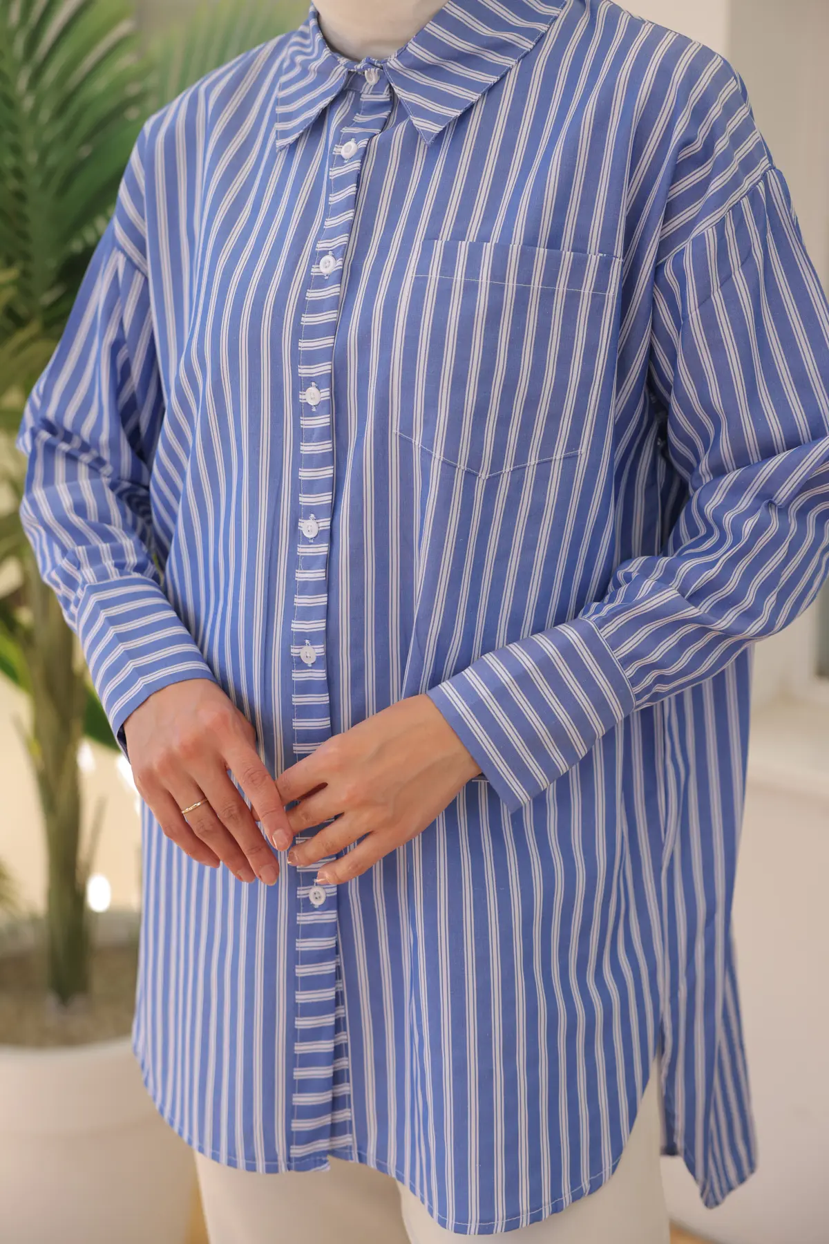 12024 Çizgili Gömlek Lacivert-detail