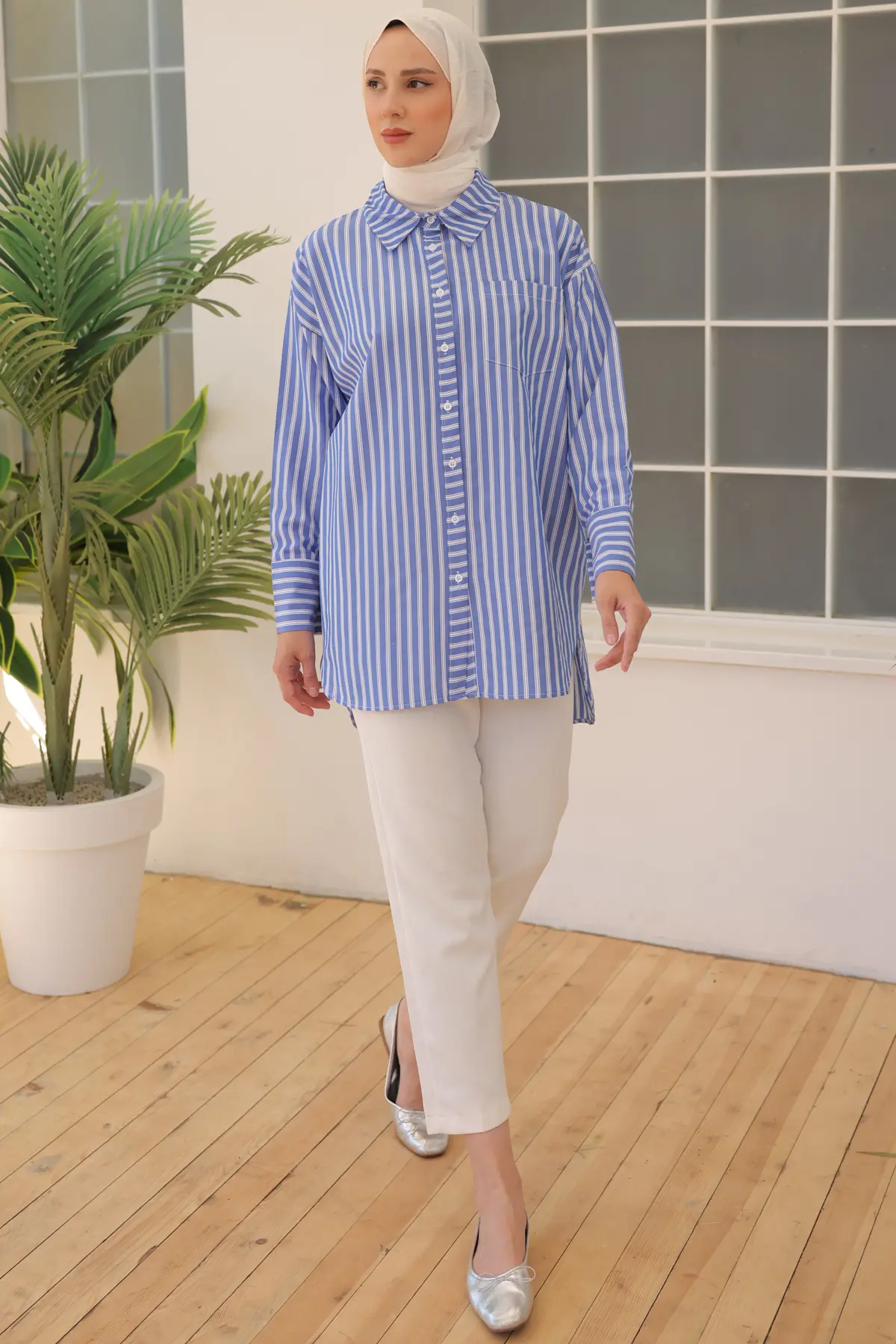 12024 Çizgili Gömlek Lacivert-detail