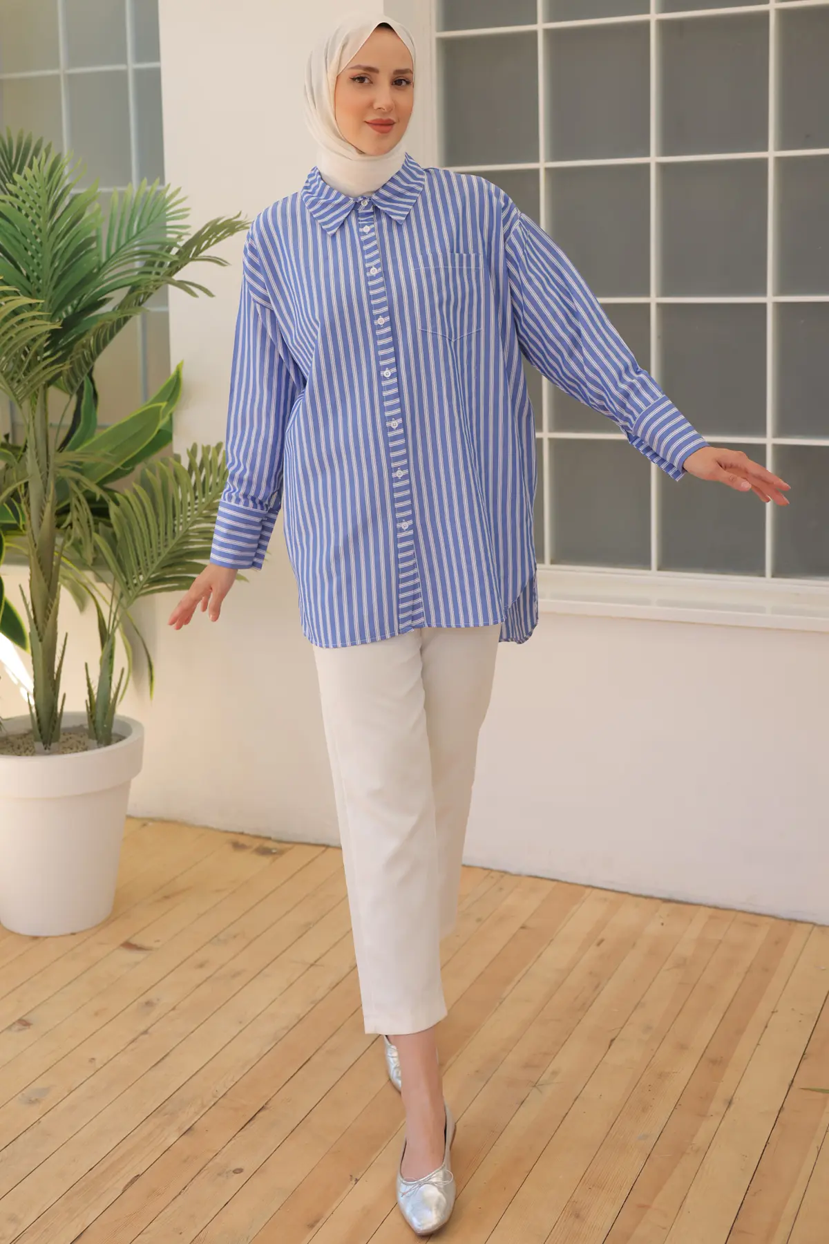 12024 Çizgili Gömlek Lacivert-detail