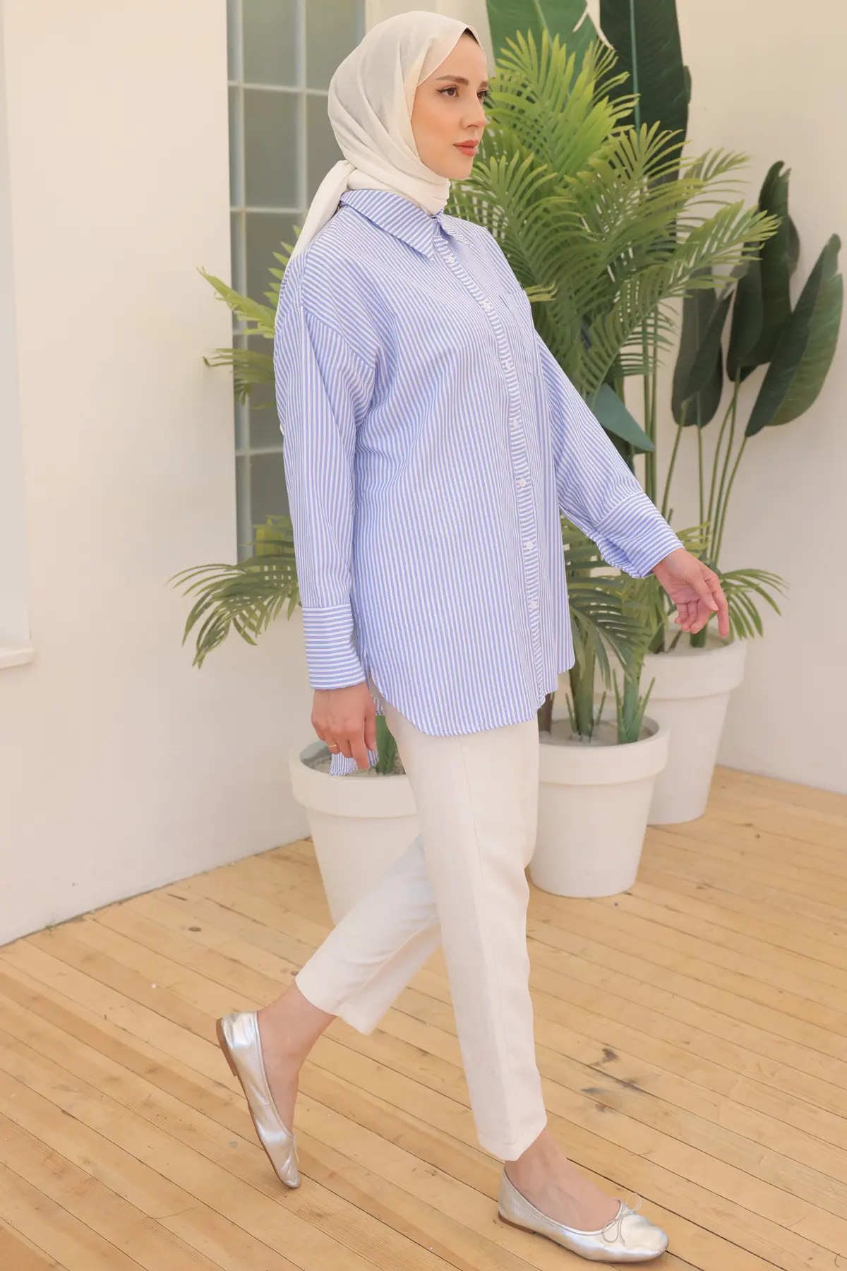 12024 Çizgili Gömlek Mavi-detail