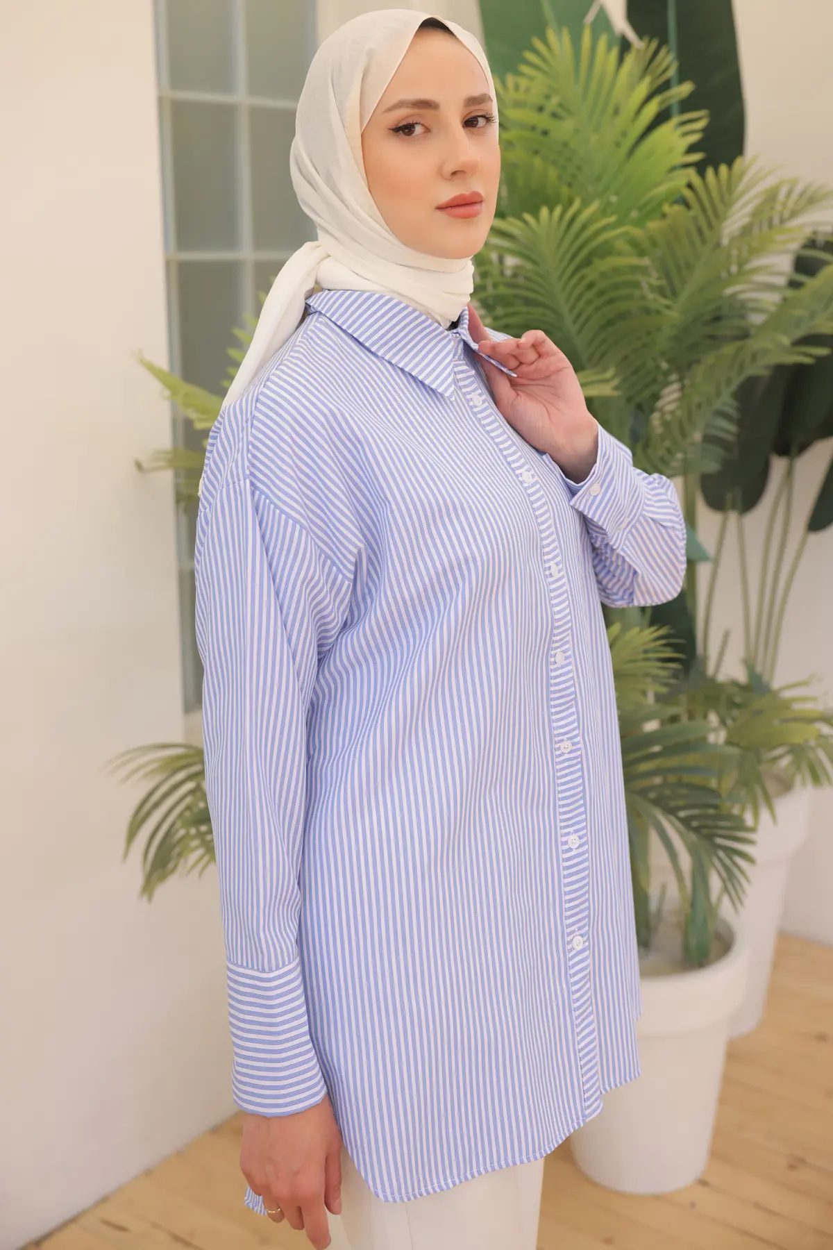 12024 Çizgili Gömlek Mavi-detail