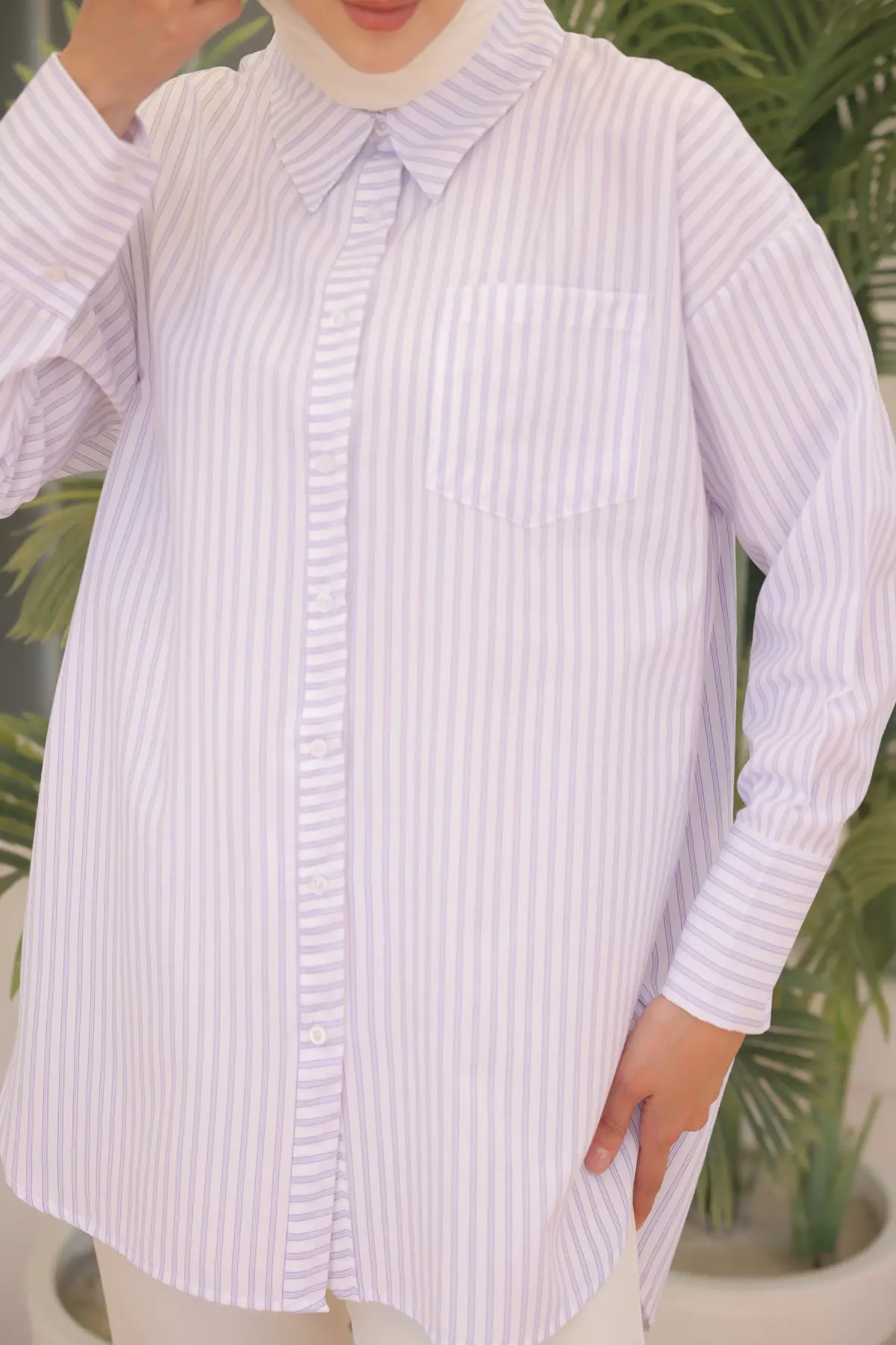 12025 Çizgili Gömlek Lila-detail