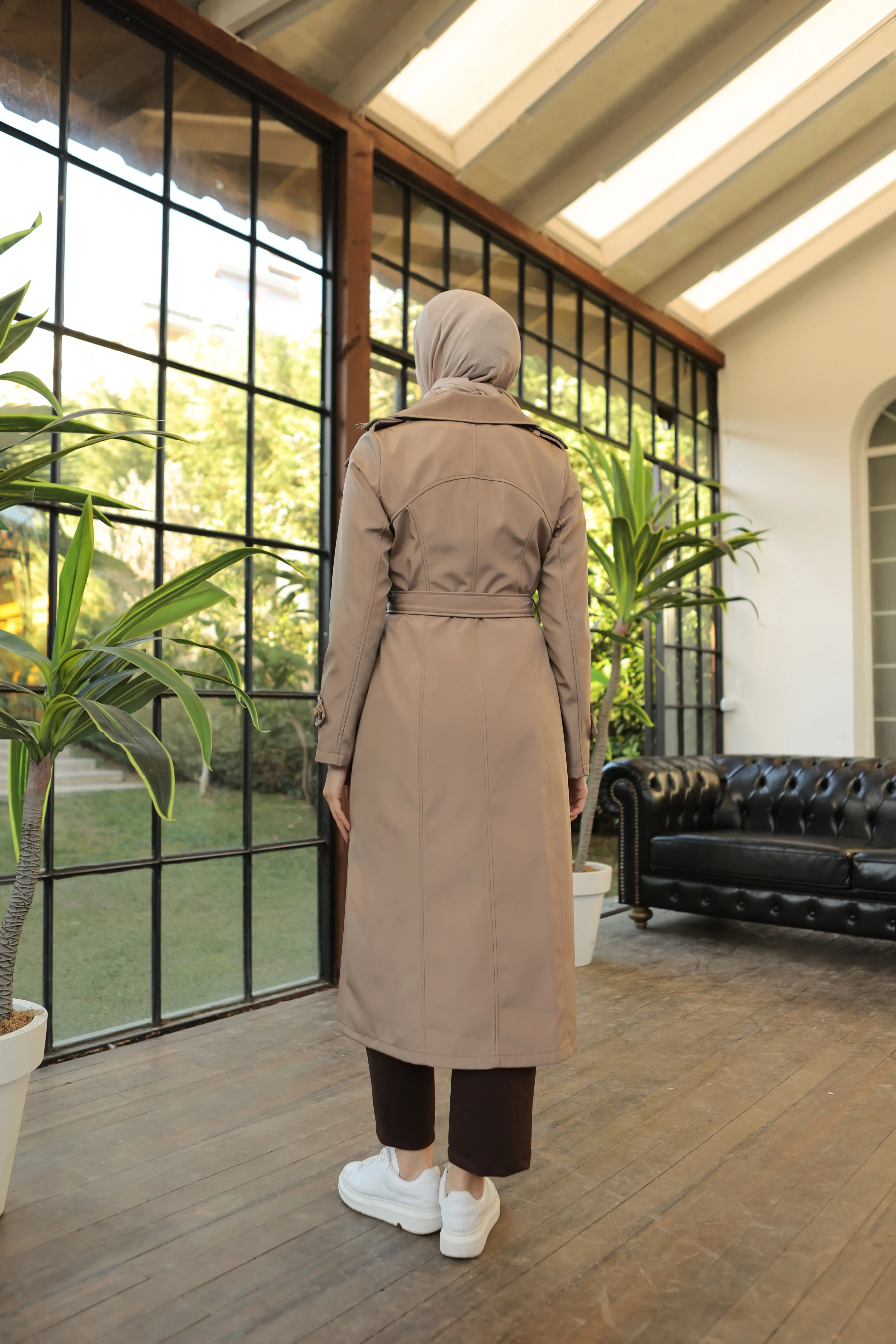 1251 Düğme Detaylı Trençkot Vizon-detail