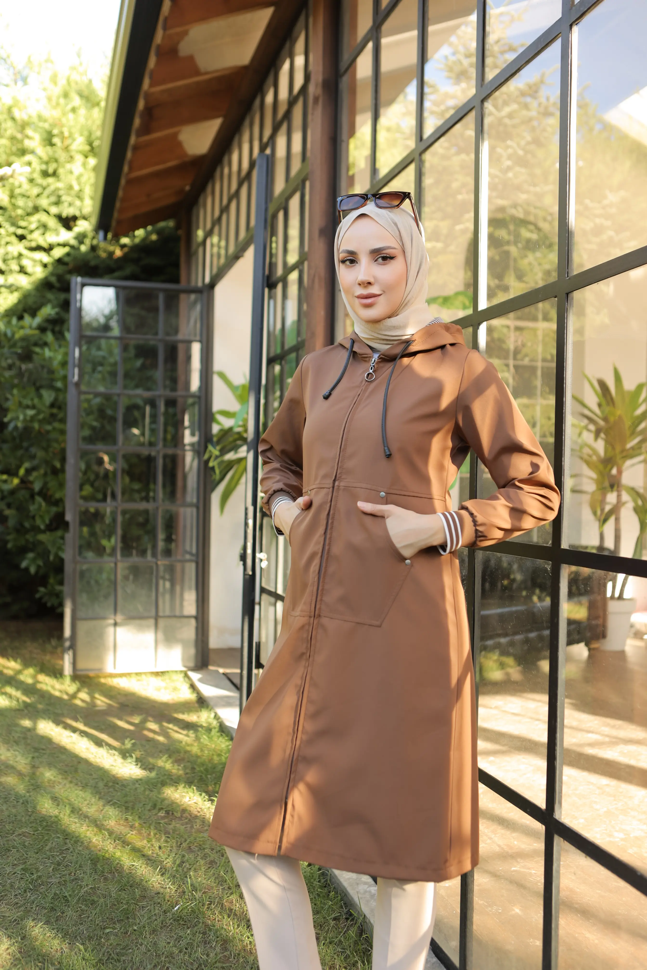 1265 Cep Detaylı Trençkot Taba-detail