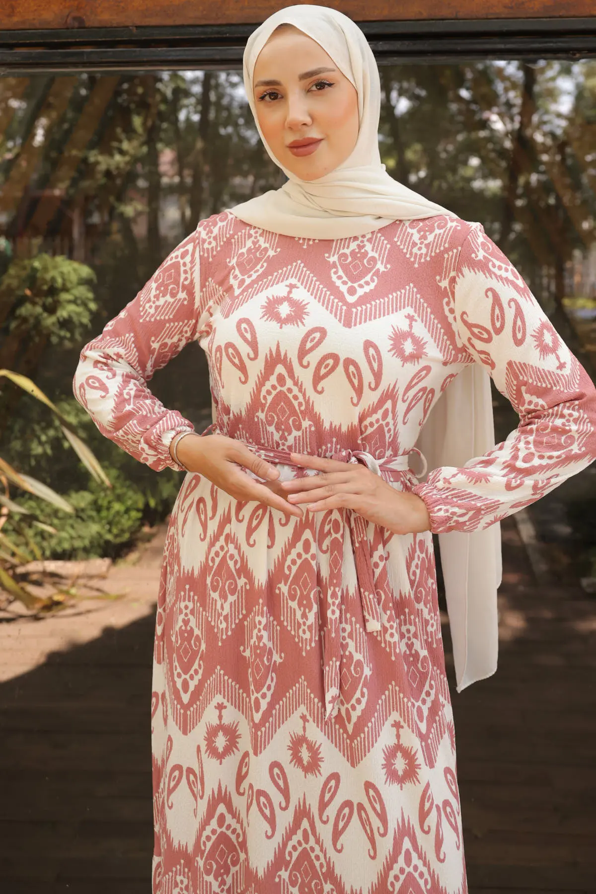 Patterned Hijab Dress-detail