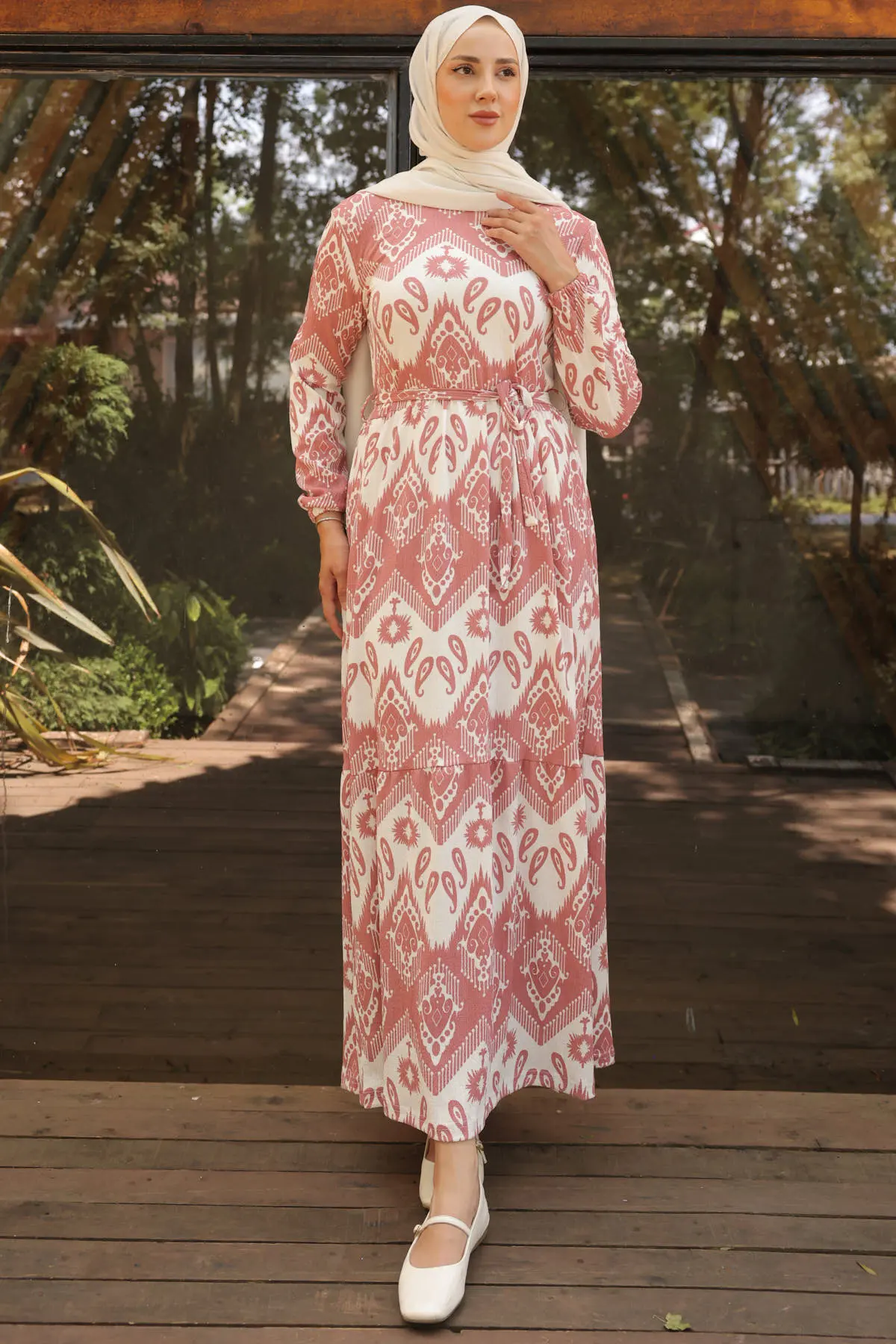 Patterned Hijab Dress-detail