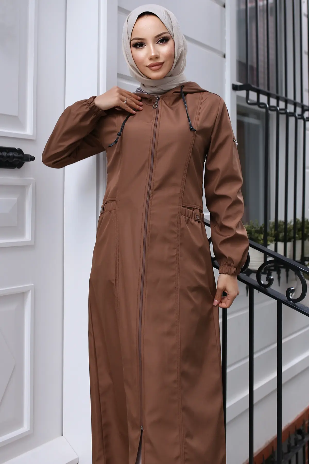 1305 Mevsimlik Trençkot Taba-detail