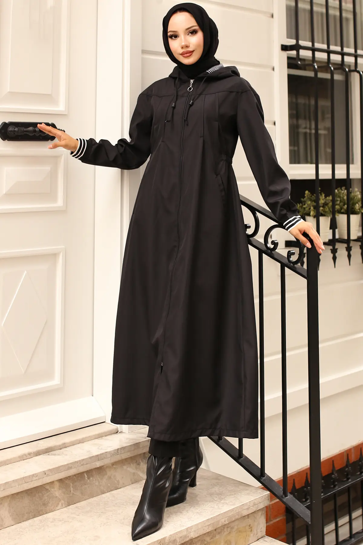 Mevsimlik Kapüşonlu Trençkot-detail