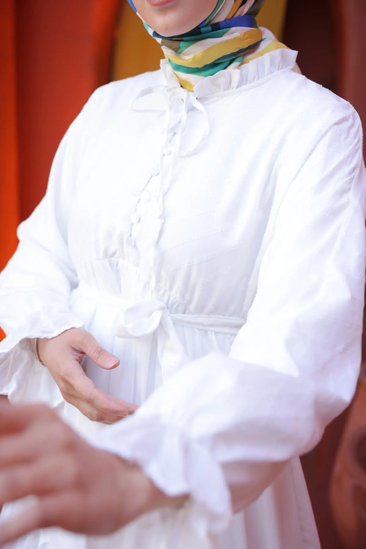 Buttoned Chiffon Dress-detail