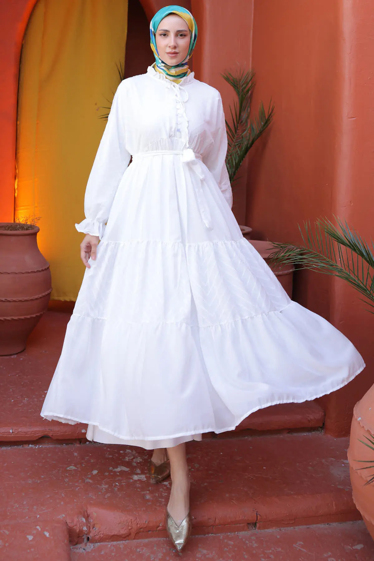 Buttoned Chiffon Dress-detail