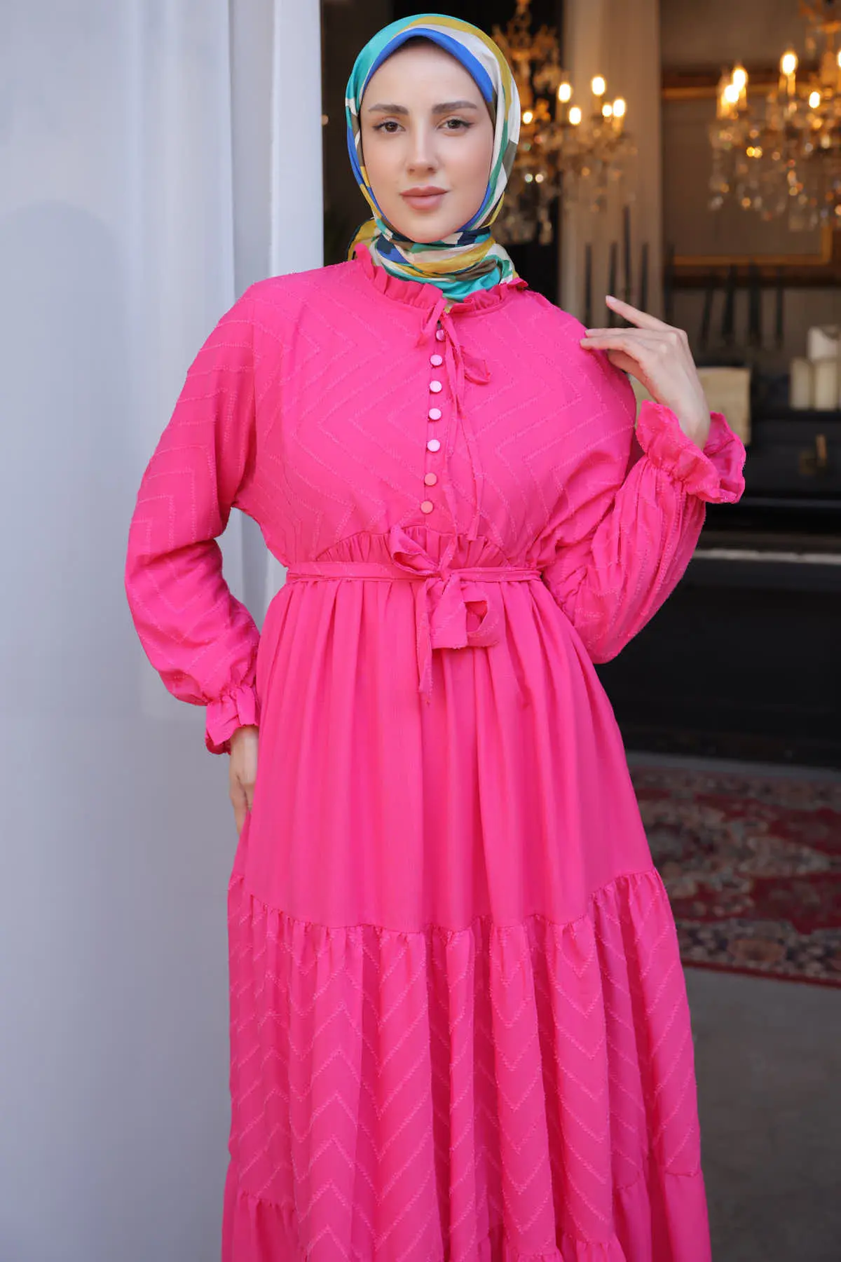 Buttoned Chiffon Dress-detail