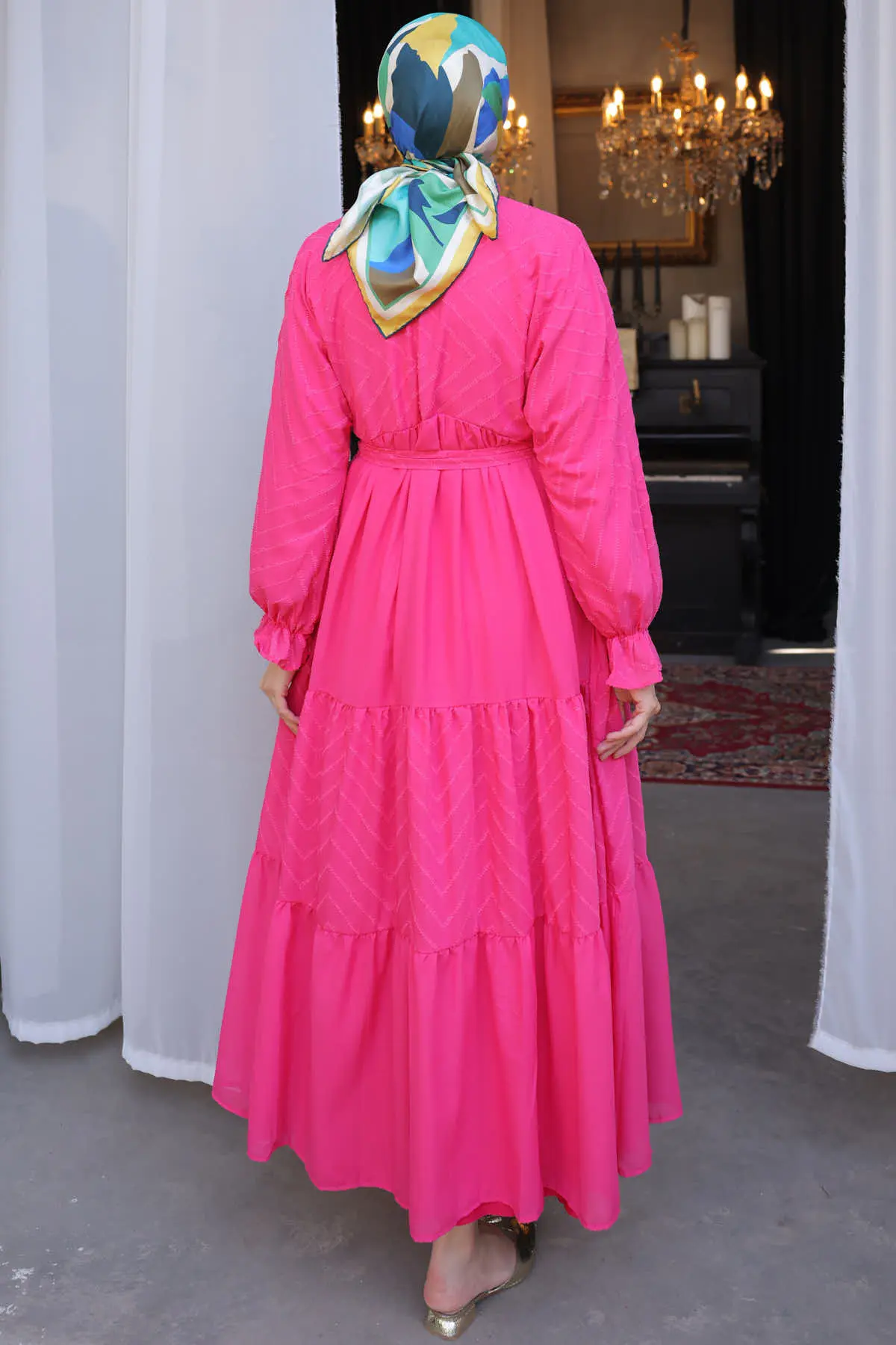 Buttoned Chiffon Dress-detail